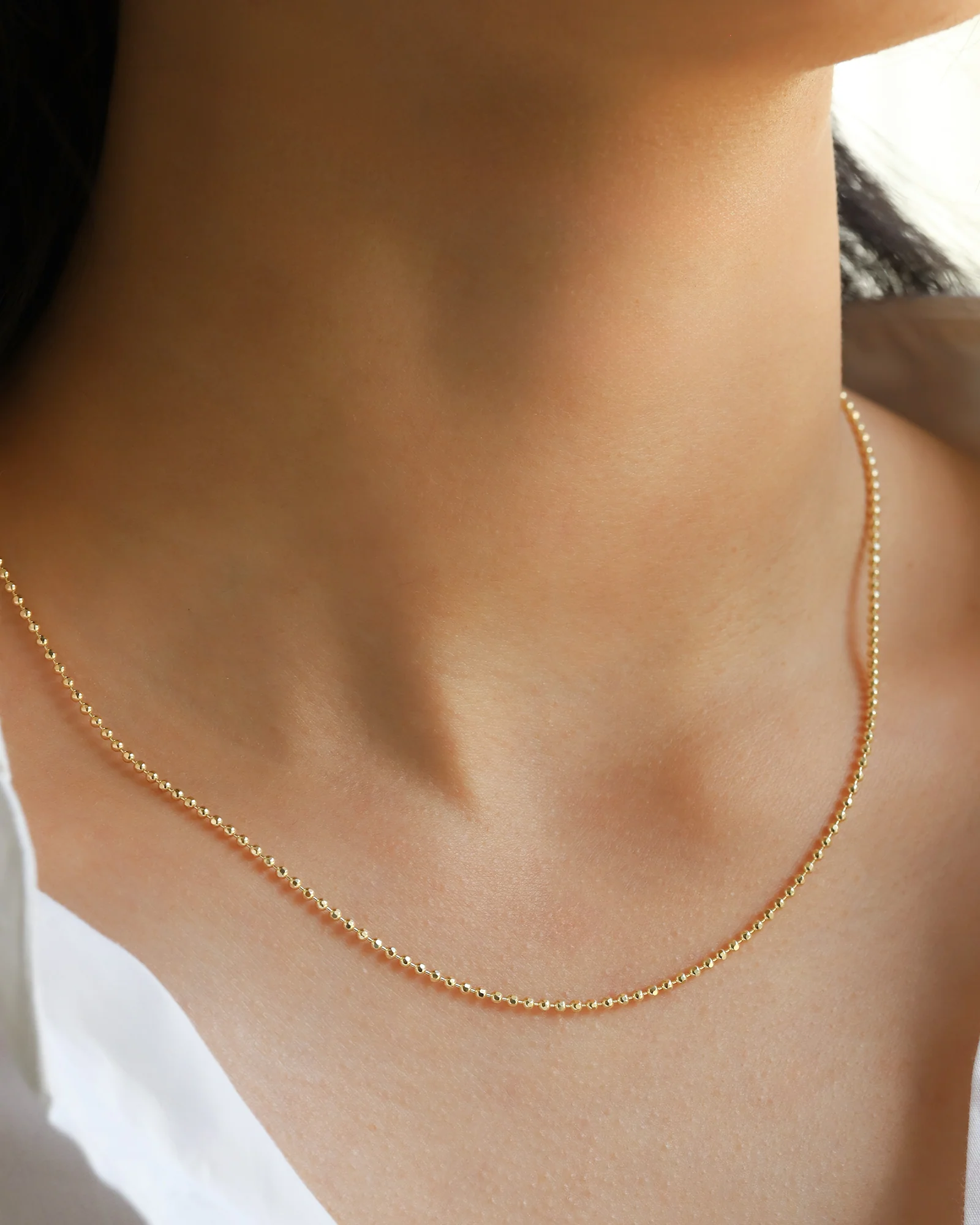 Diamond Cut Ball Chain Necklace - Image 2