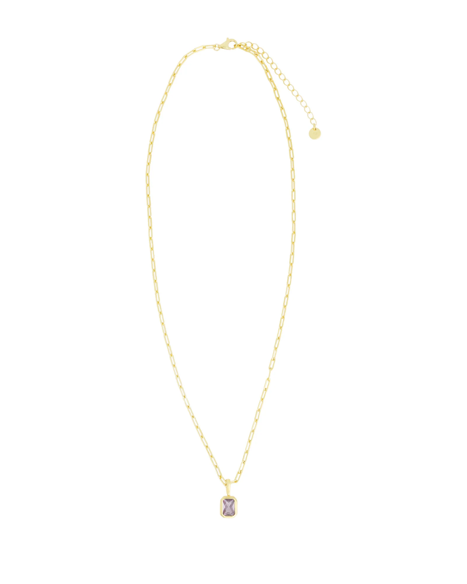 Emerald Cut Birthstone Paperclip Necklace - Image 3