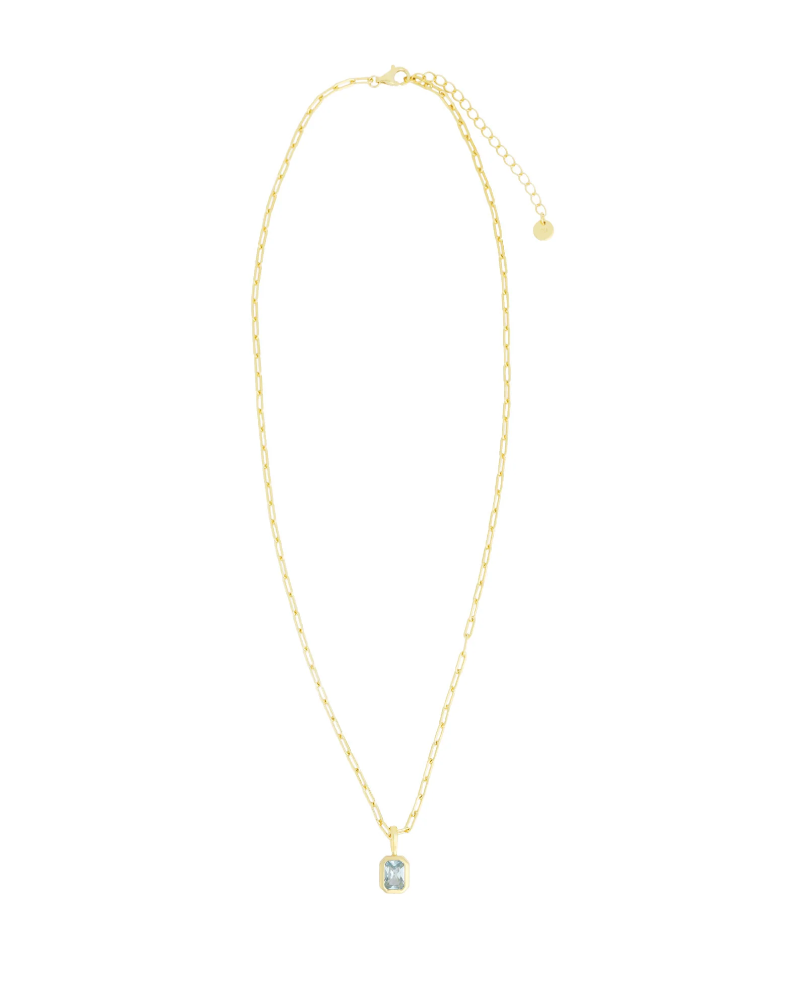 Emerald Cut Birthstone Paperclip Necklace - Image 3
