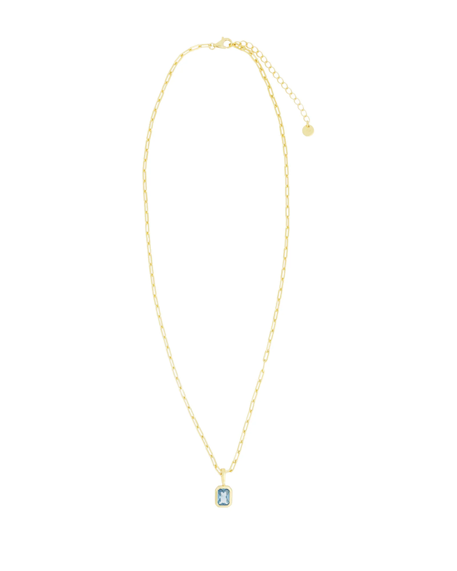 Emerald Cut Birthstone Paperclip Necklace - Image 3
