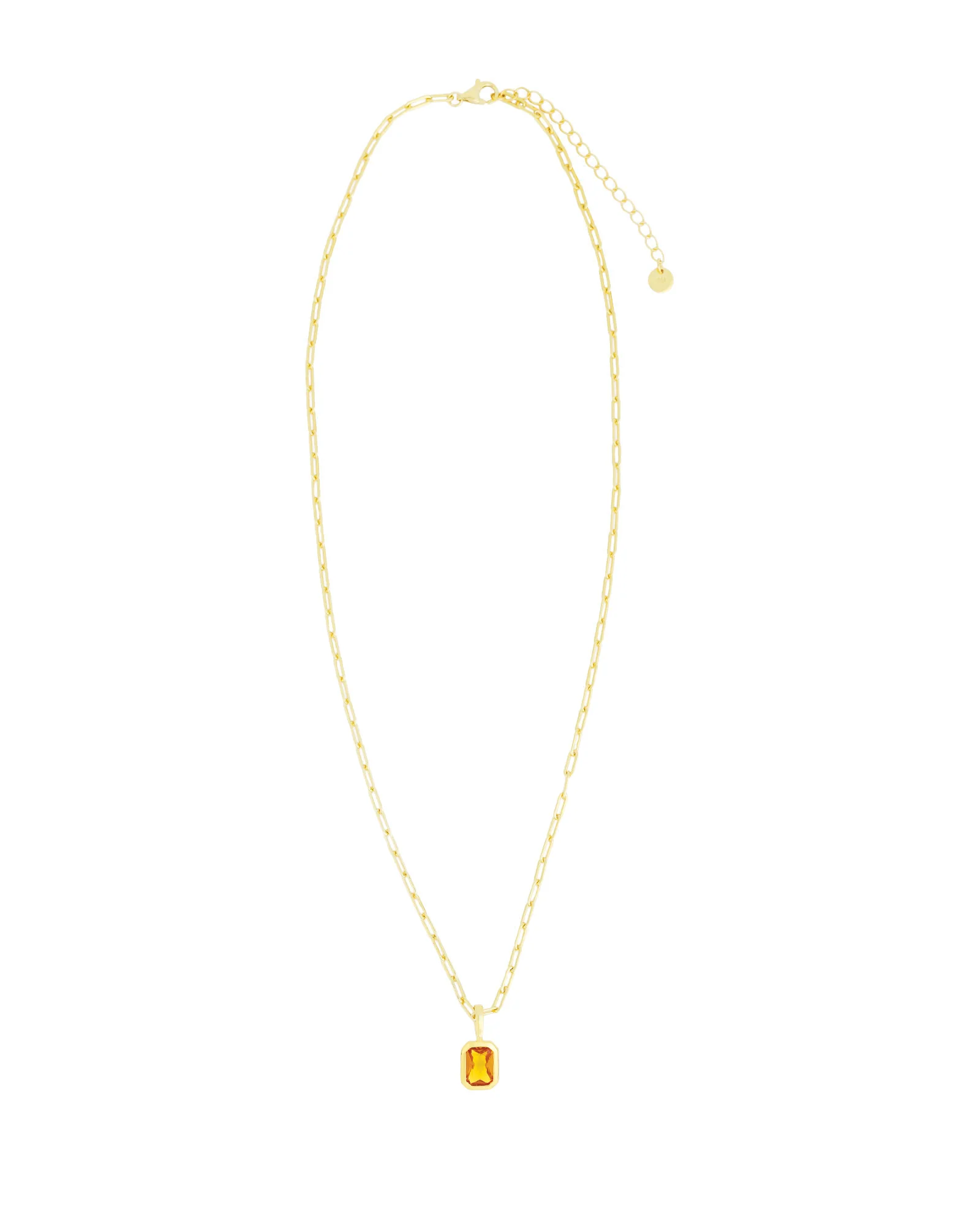Emerald Cut Birthstone Paperclip Necklace - Image 3
