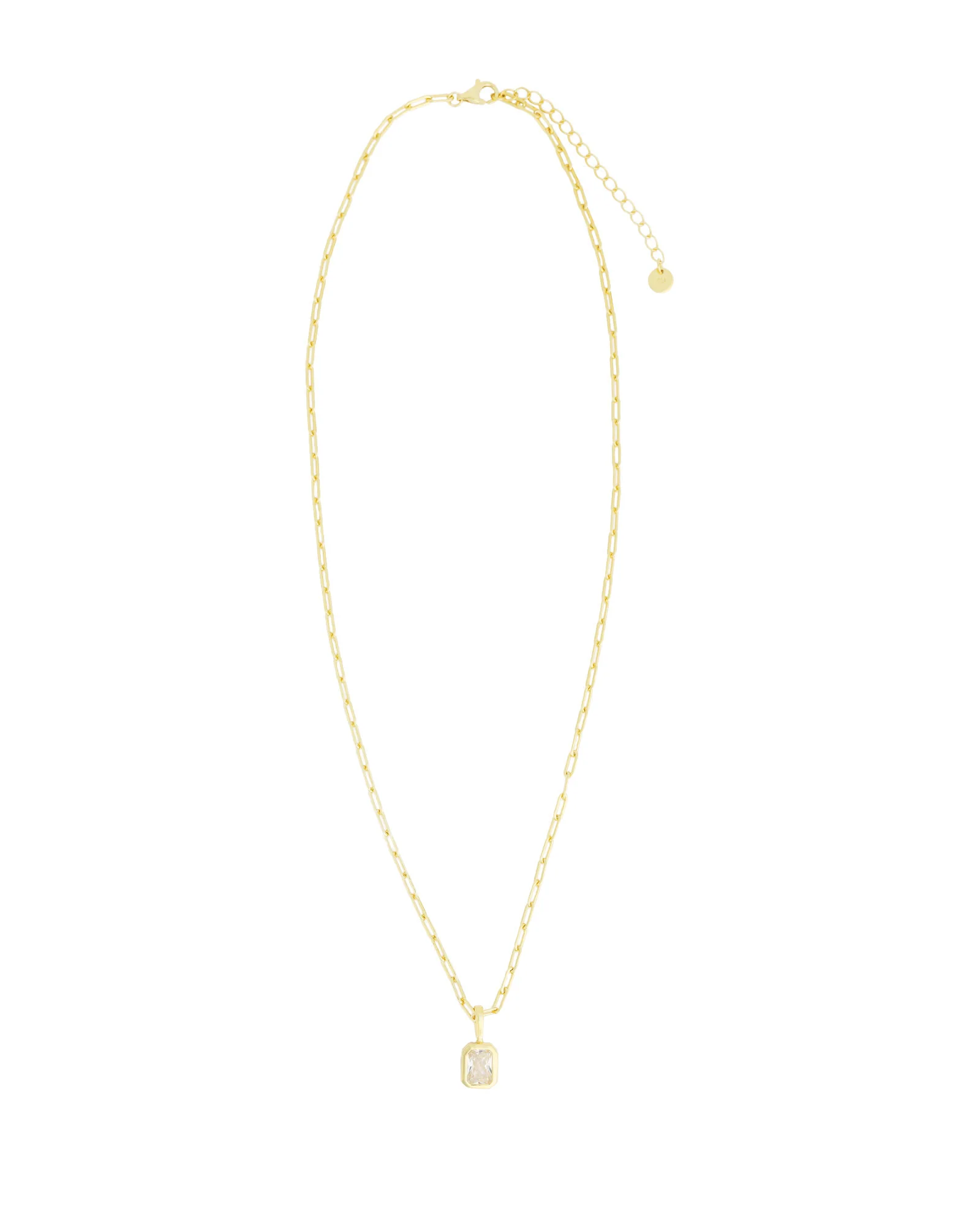 Emerald Cut Birthstone Paperclip Necklace - Image 3