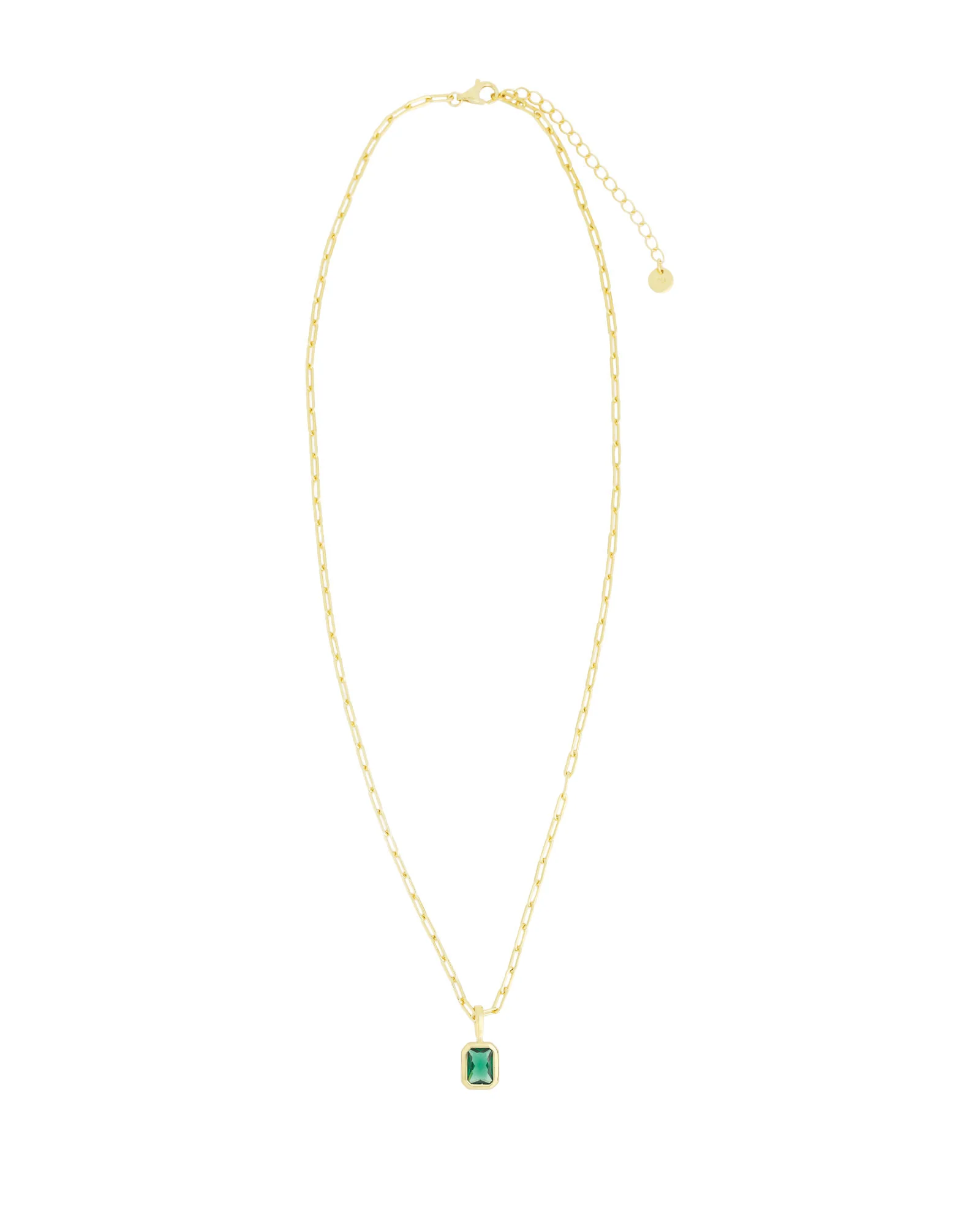 Emerald Cut Birthstone Paperclip Necklace - Image 3