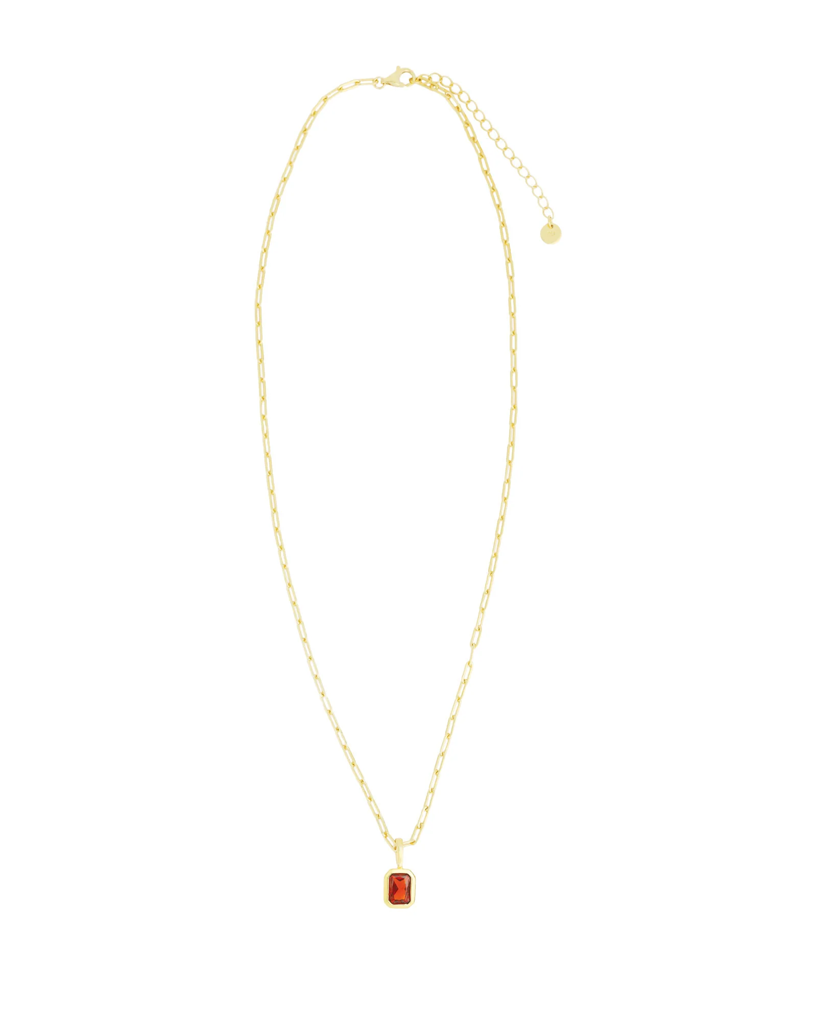 Emerald Cut Birthstone Paperclip Necklace - Image 3