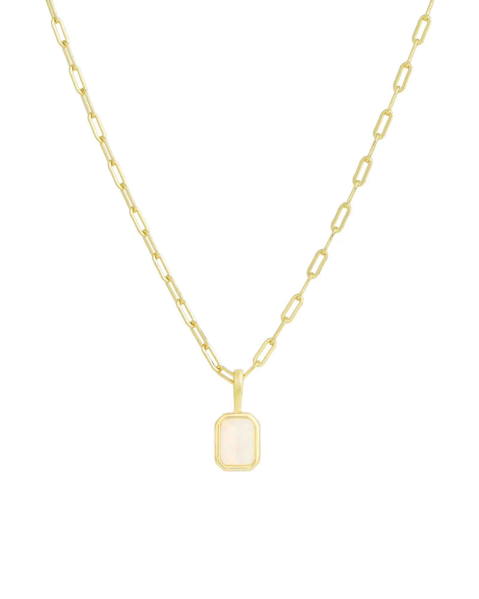 Emerald Cut Birthstone Paperclip Necklace