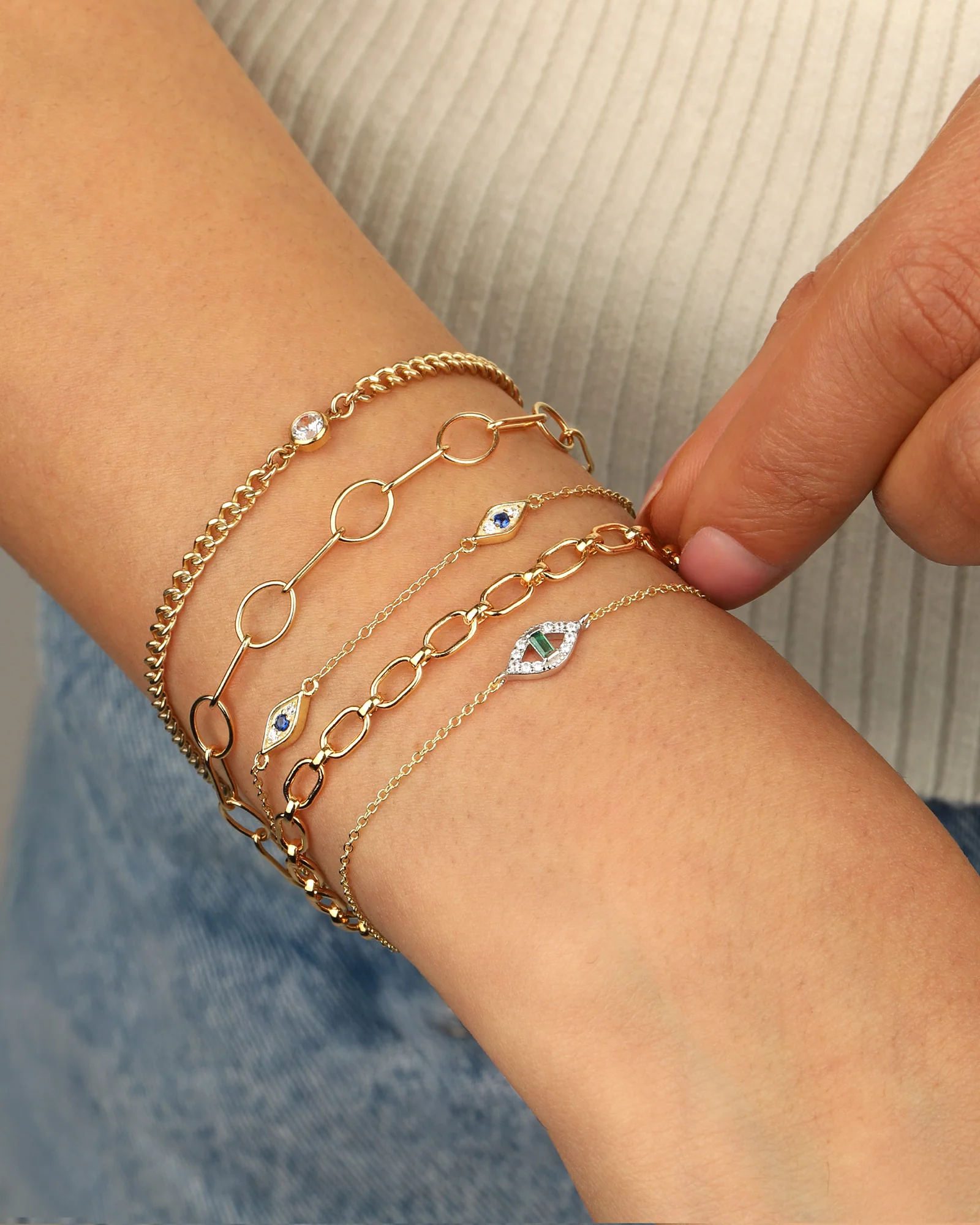 Emerald Cut Evil Eye Bracelet - Image 2