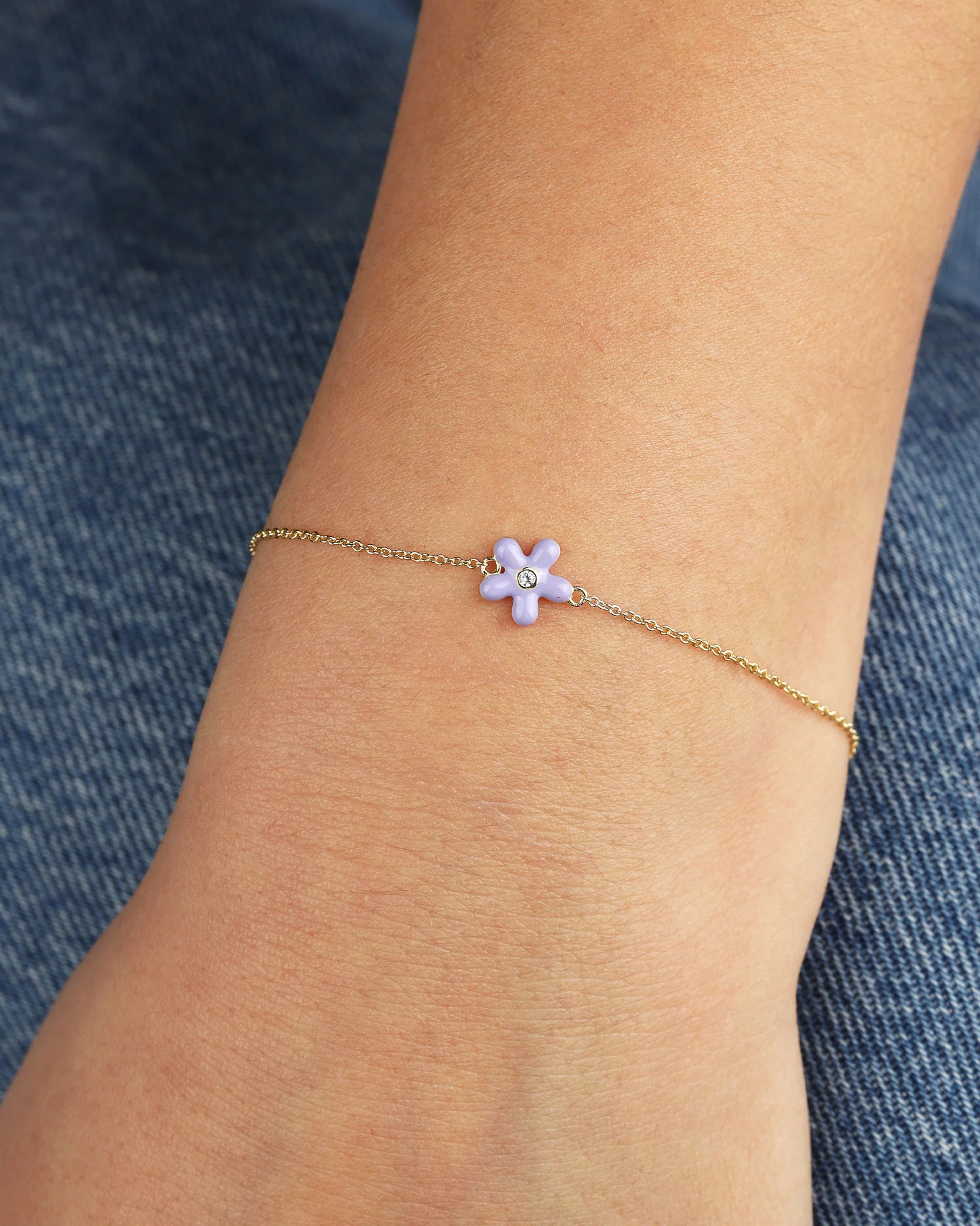 Enamel Flower Chain Bracelet - Image 4