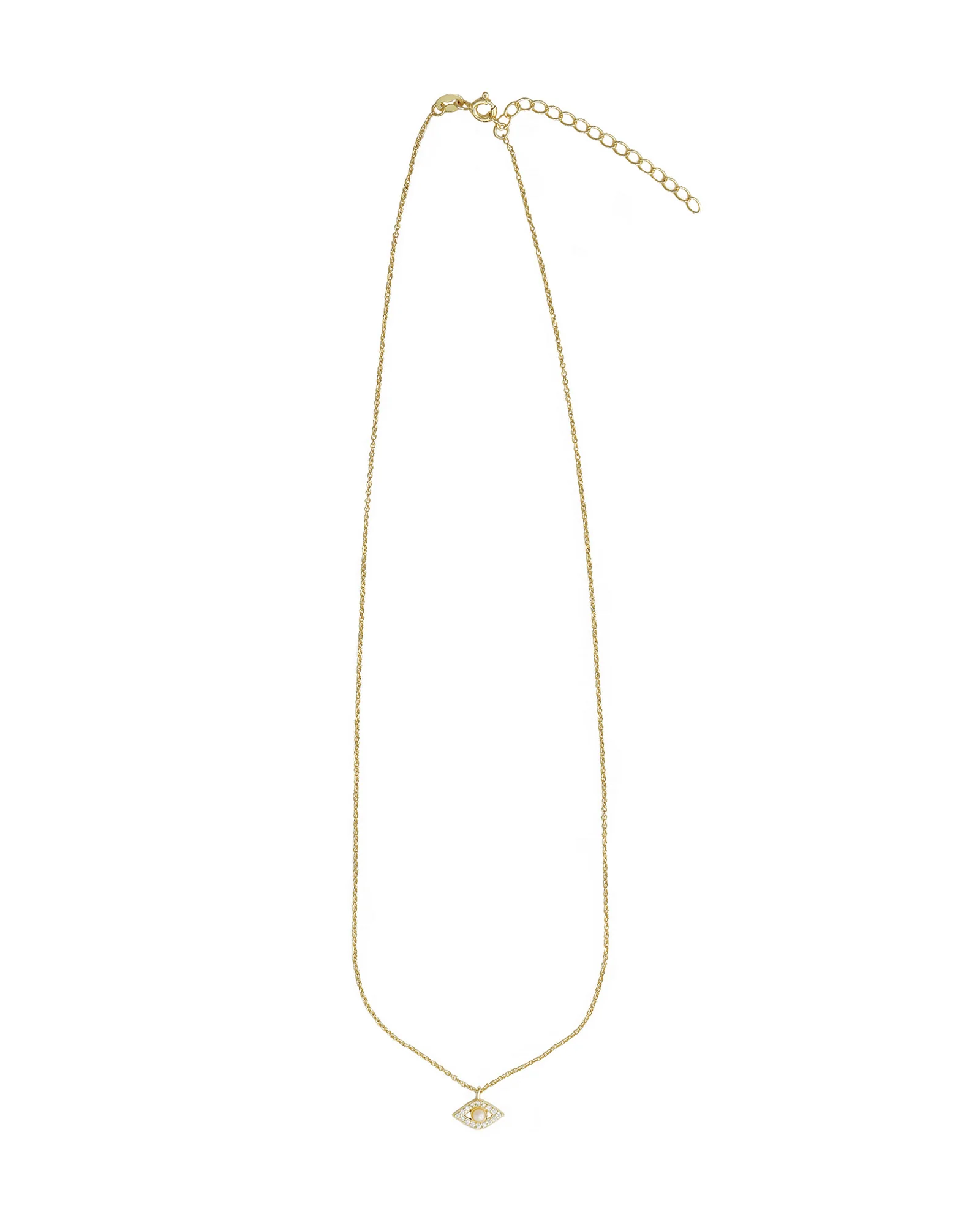 Evil Eye Pearl + CZ Necklace - Image 3