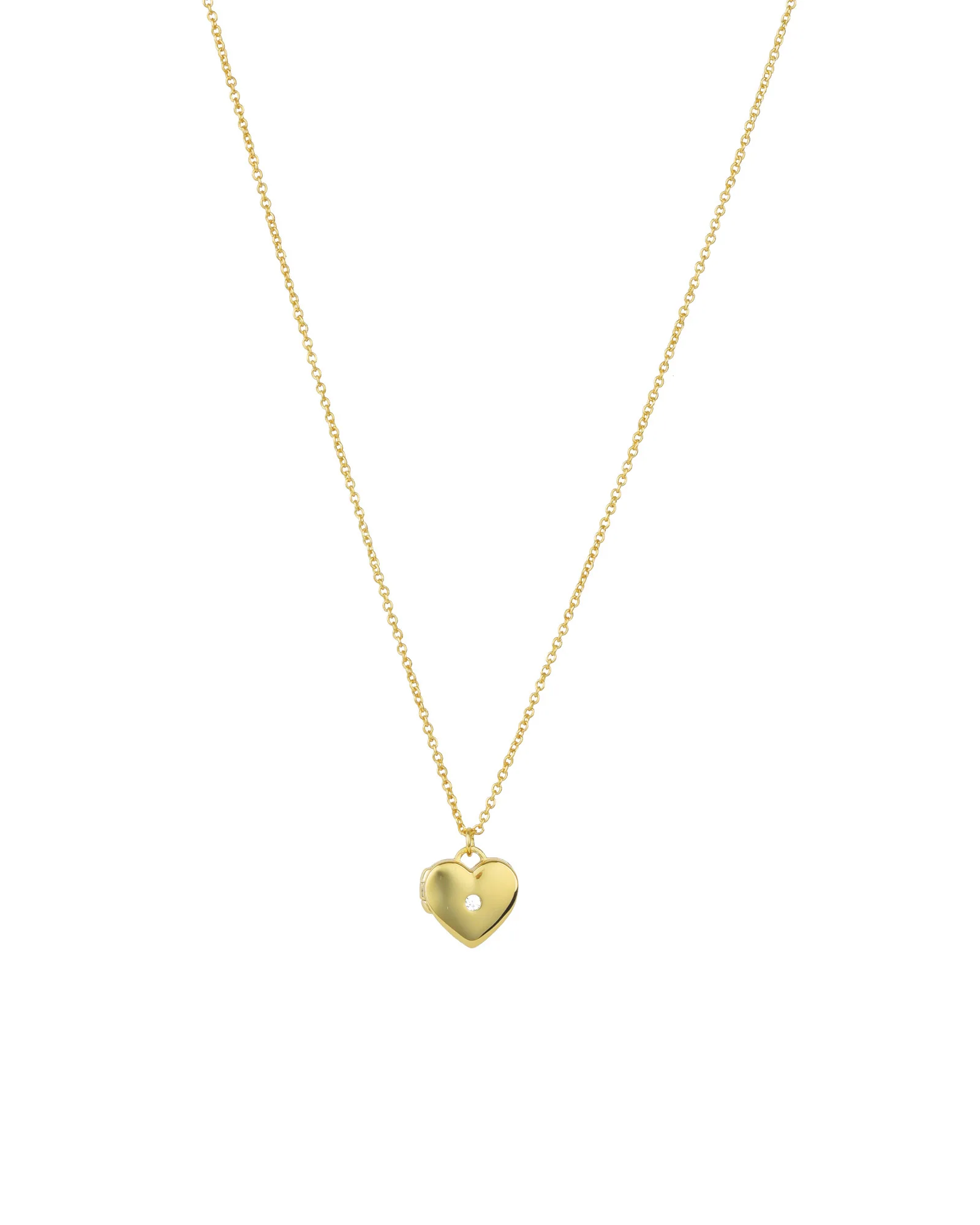 Flat Heart Single CZ Locket