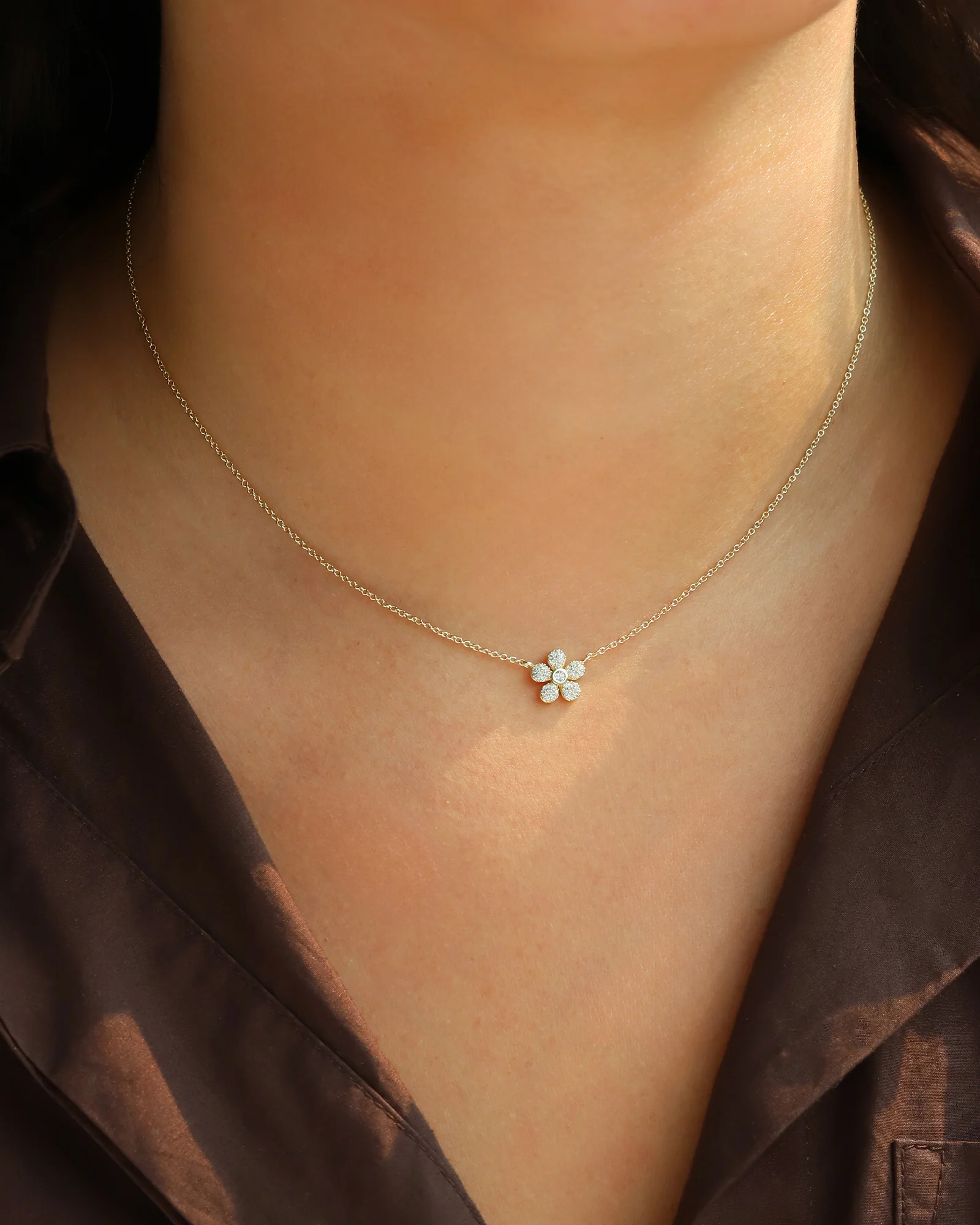 Flower Pavé Necklace - Image 2