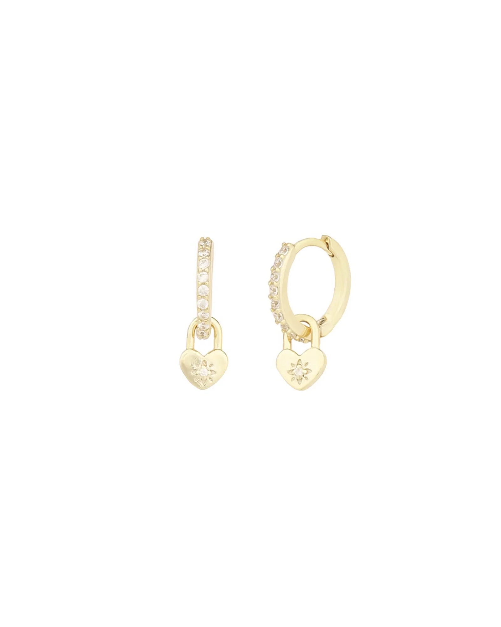 Heart Padlock Pavé Hoops