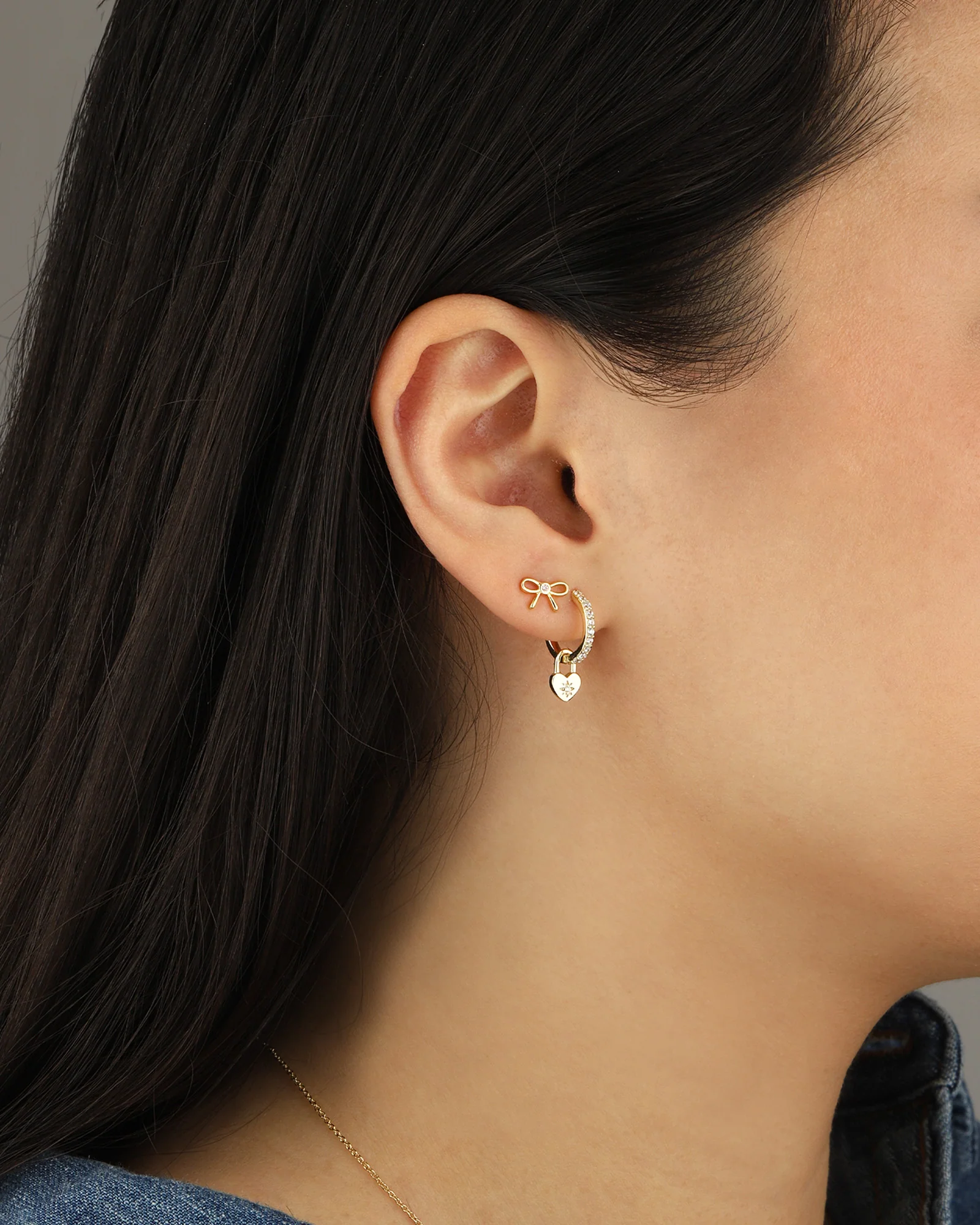 Heart Padlock Pavé Hoops - Image 3