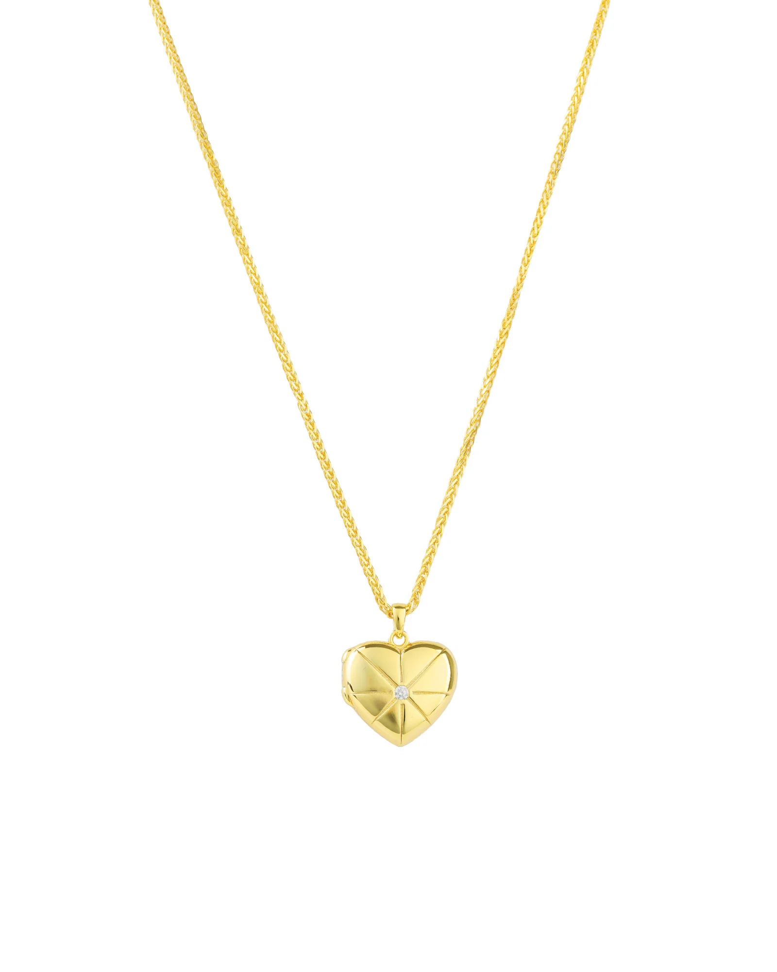 Heart Starburst Single CZ Locket