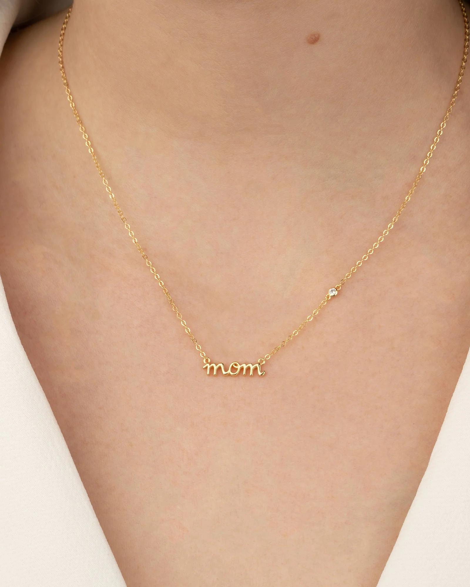 Mom Cursive CZ Necklace - Image 2