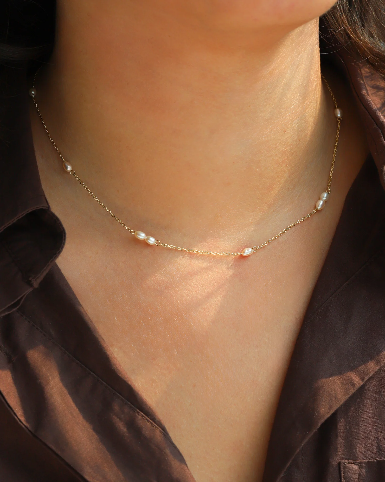 Multi Baroque Pearl Station Necklace - Image 2