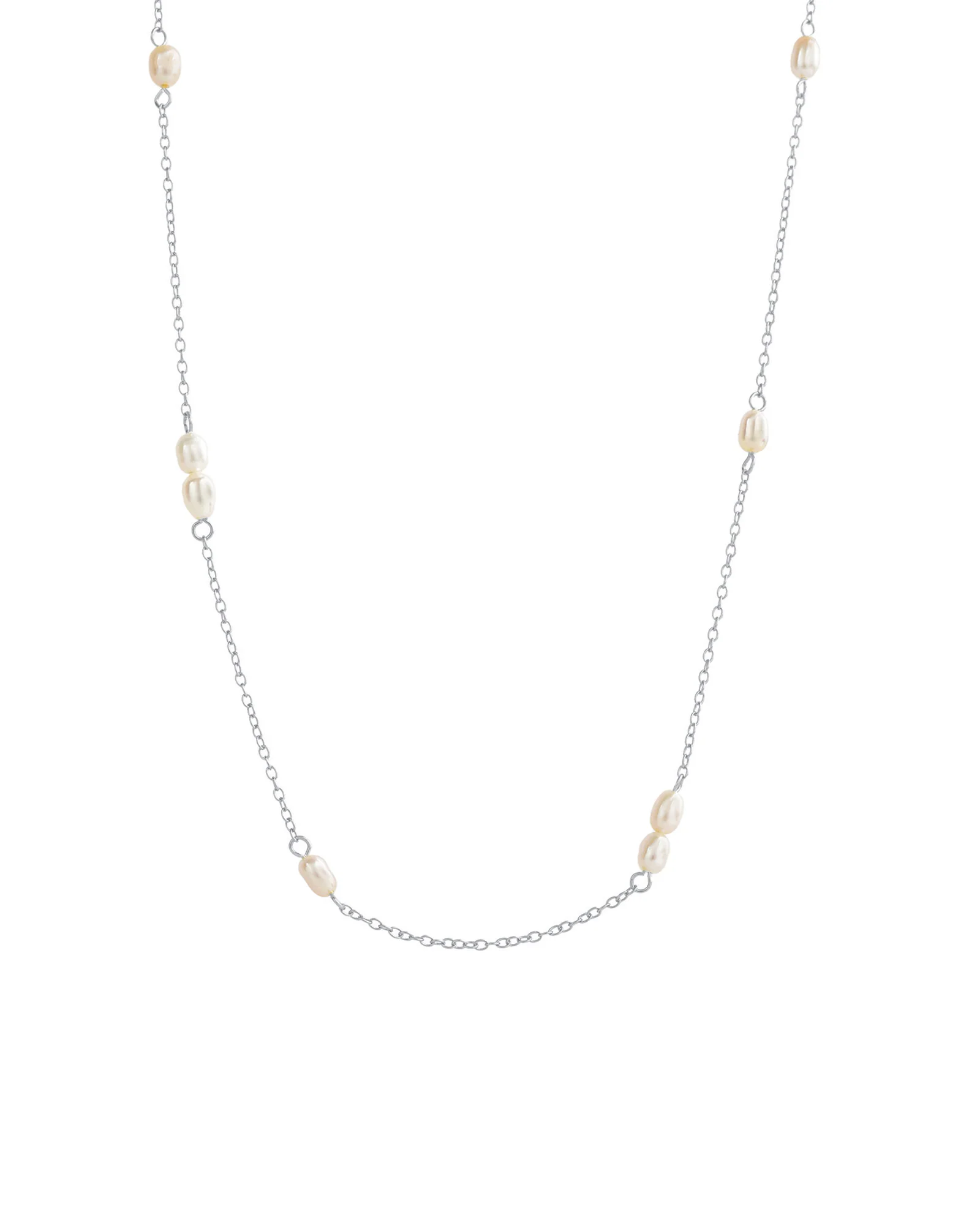 Multi Baroque Pearl Station Necklace
