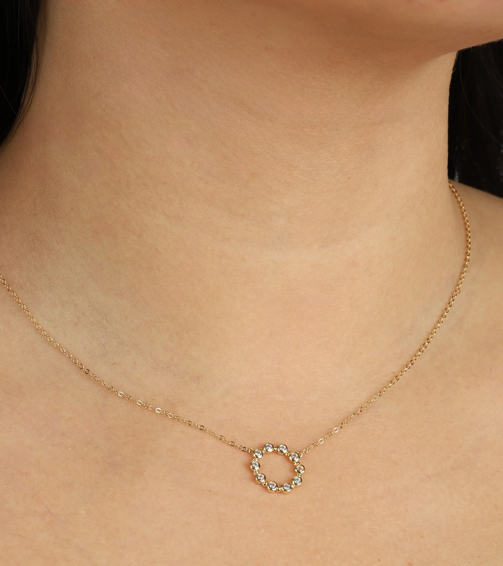 Open Circle CZ Necklace - Image 2