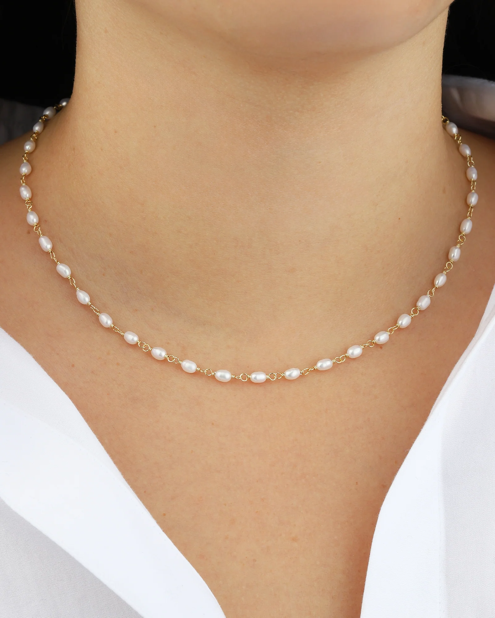 Oval Pearl Link Necklace - Image 2