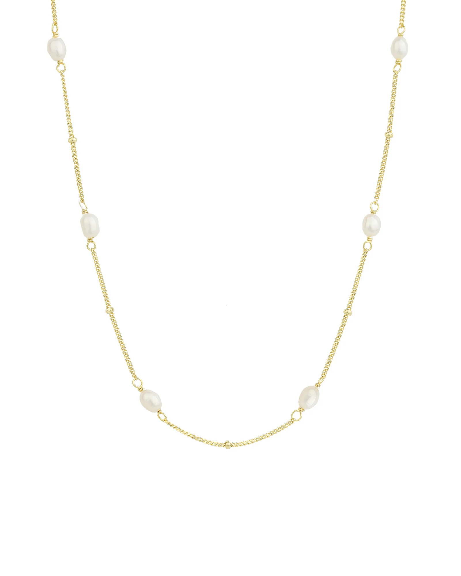 Oval Pearl Station Necklace