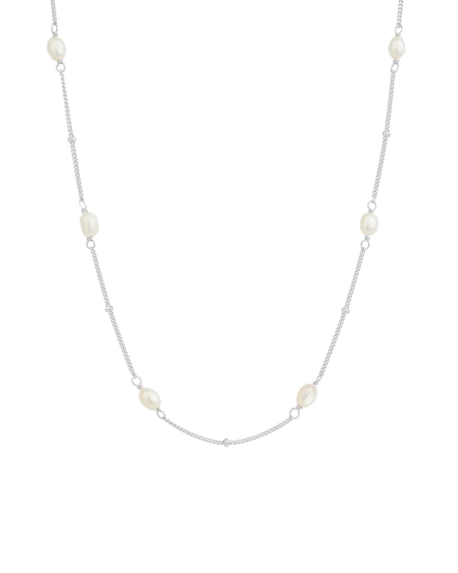 Oval Pearl Station Necklace