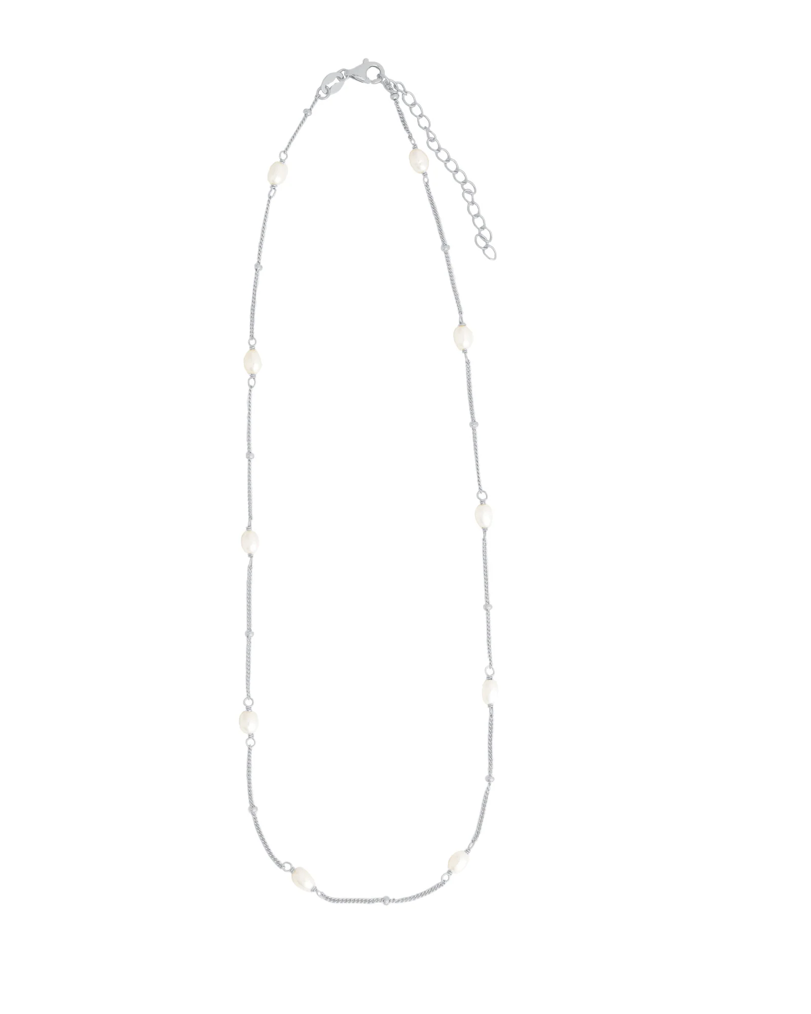 Oval Pearl Station Necklace - Image 3