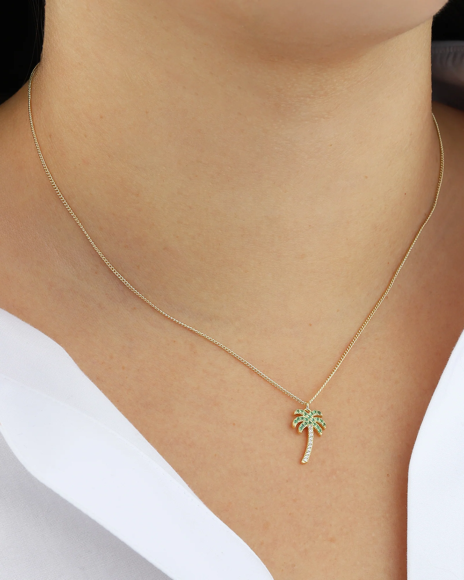Palm Tree Pavé Necklace - Image 2