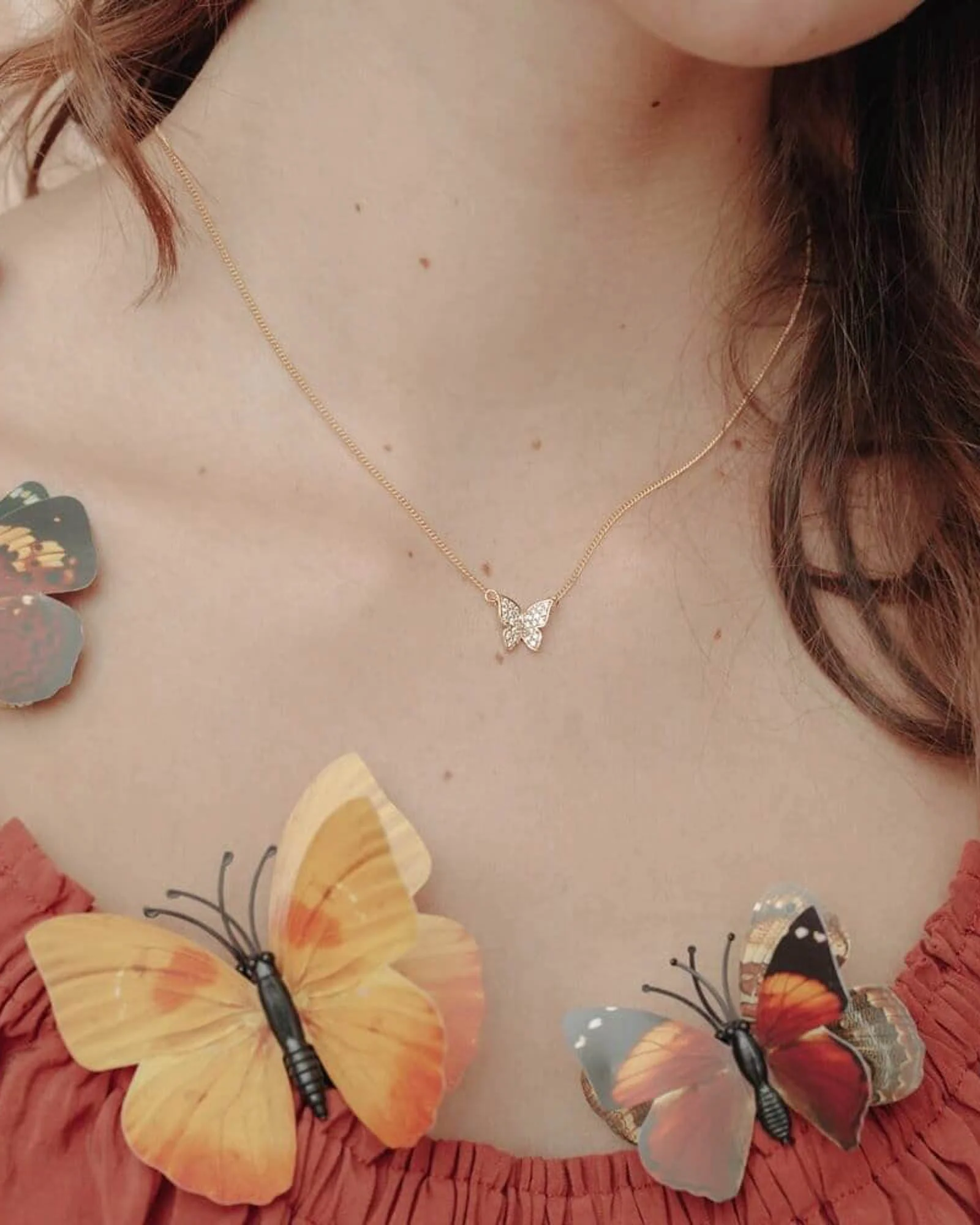 Pavé CZ Butterfly Necklace - Image 2