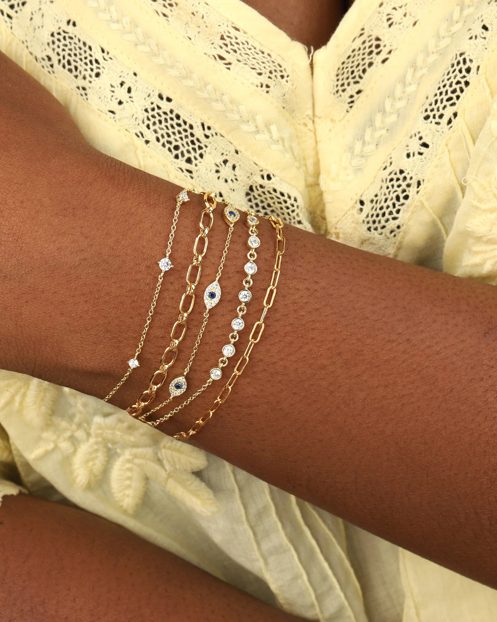 Pavé Evil Eye Station Bracelet - Image 2