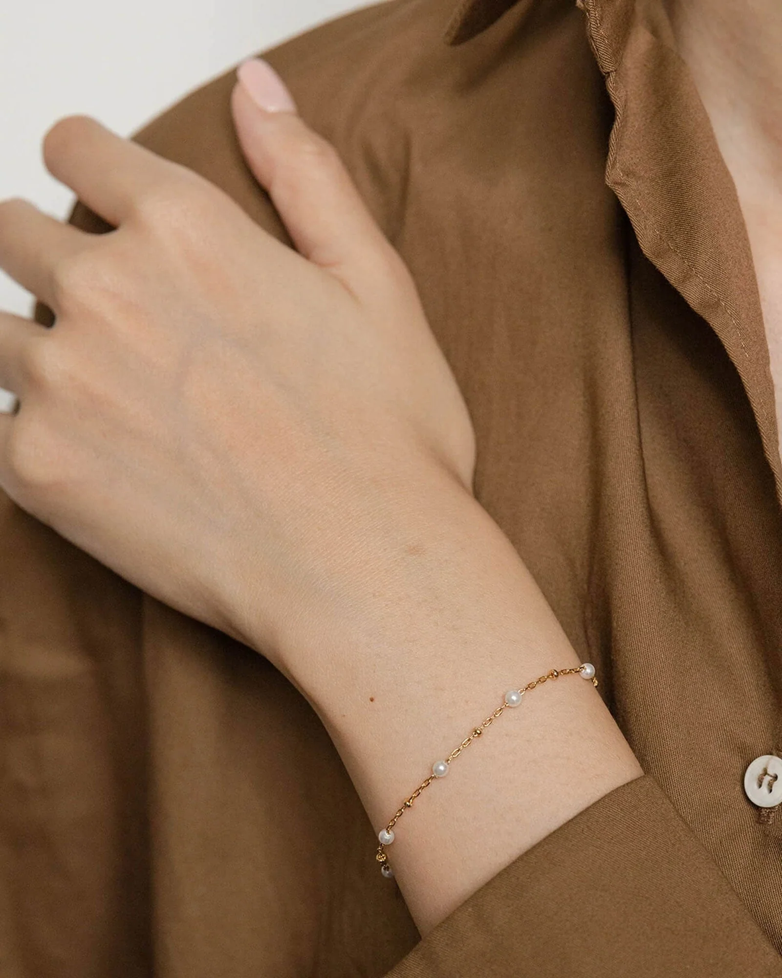 Pearl Ball Chain Bracelet - Image 2