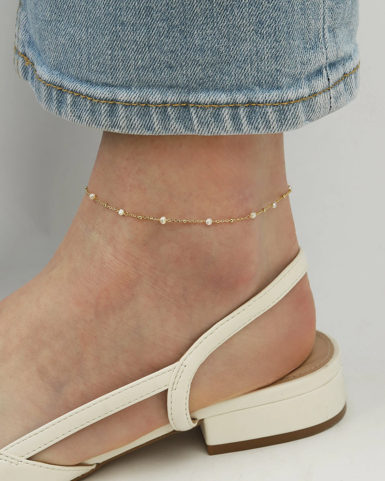 Pearl Satellite Chain Anklet - Image 2