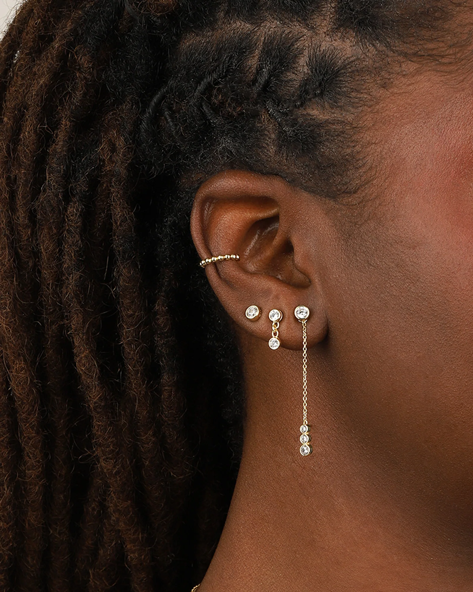 Round Bezel CZ Ear Jacket - Image 2