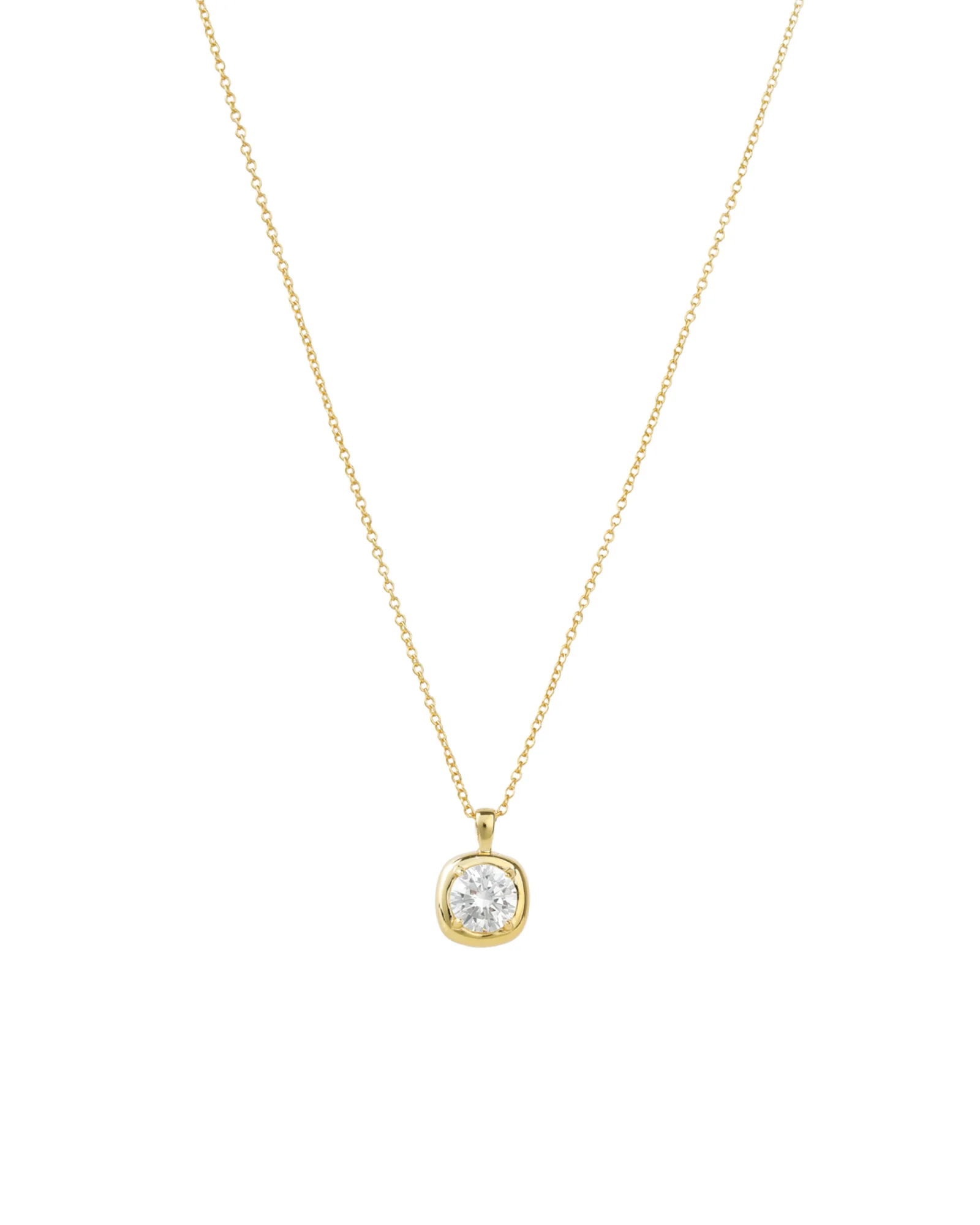 Round CZ Prong Bezel Necklace