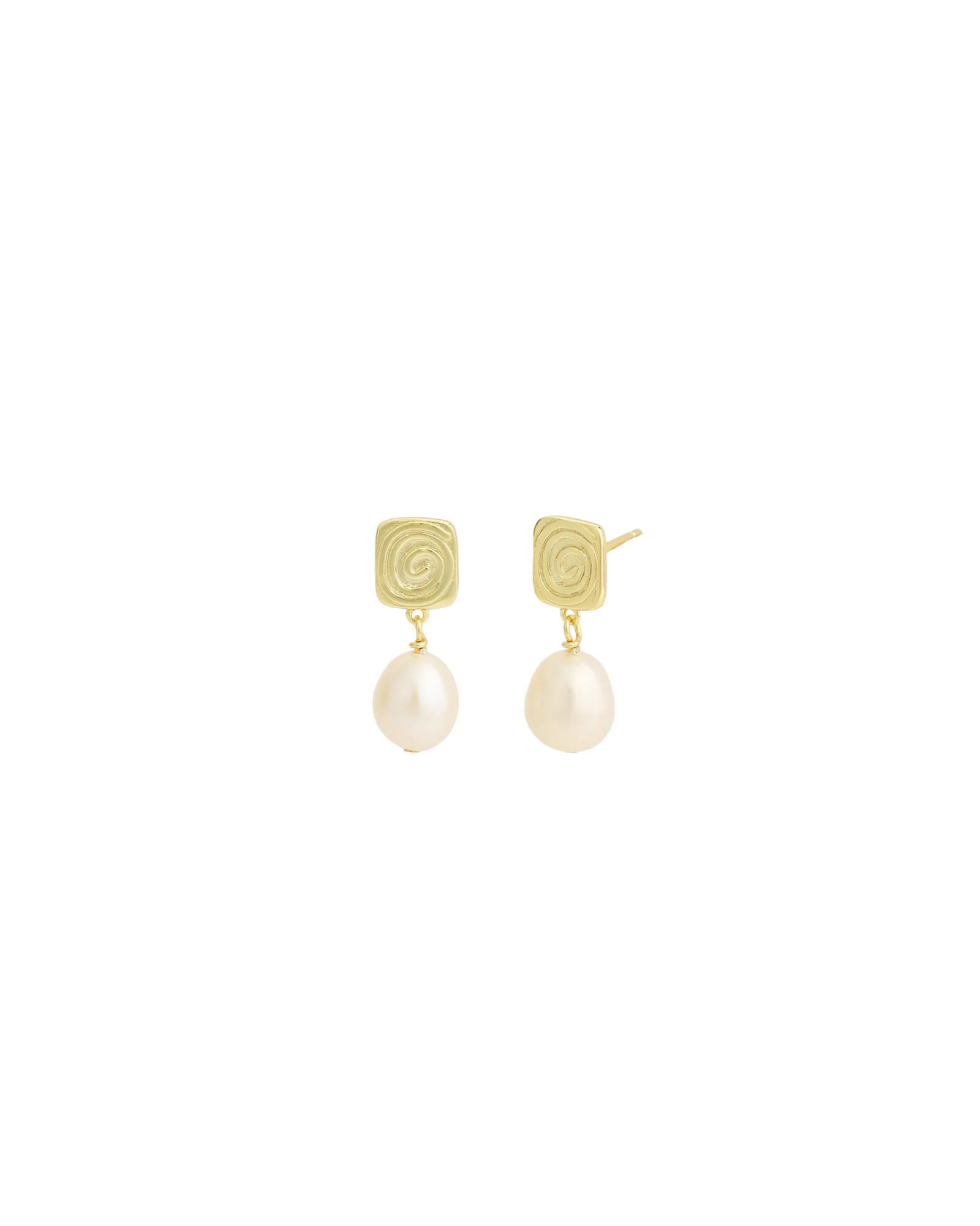 Square Swirl Pearl Drop Studs