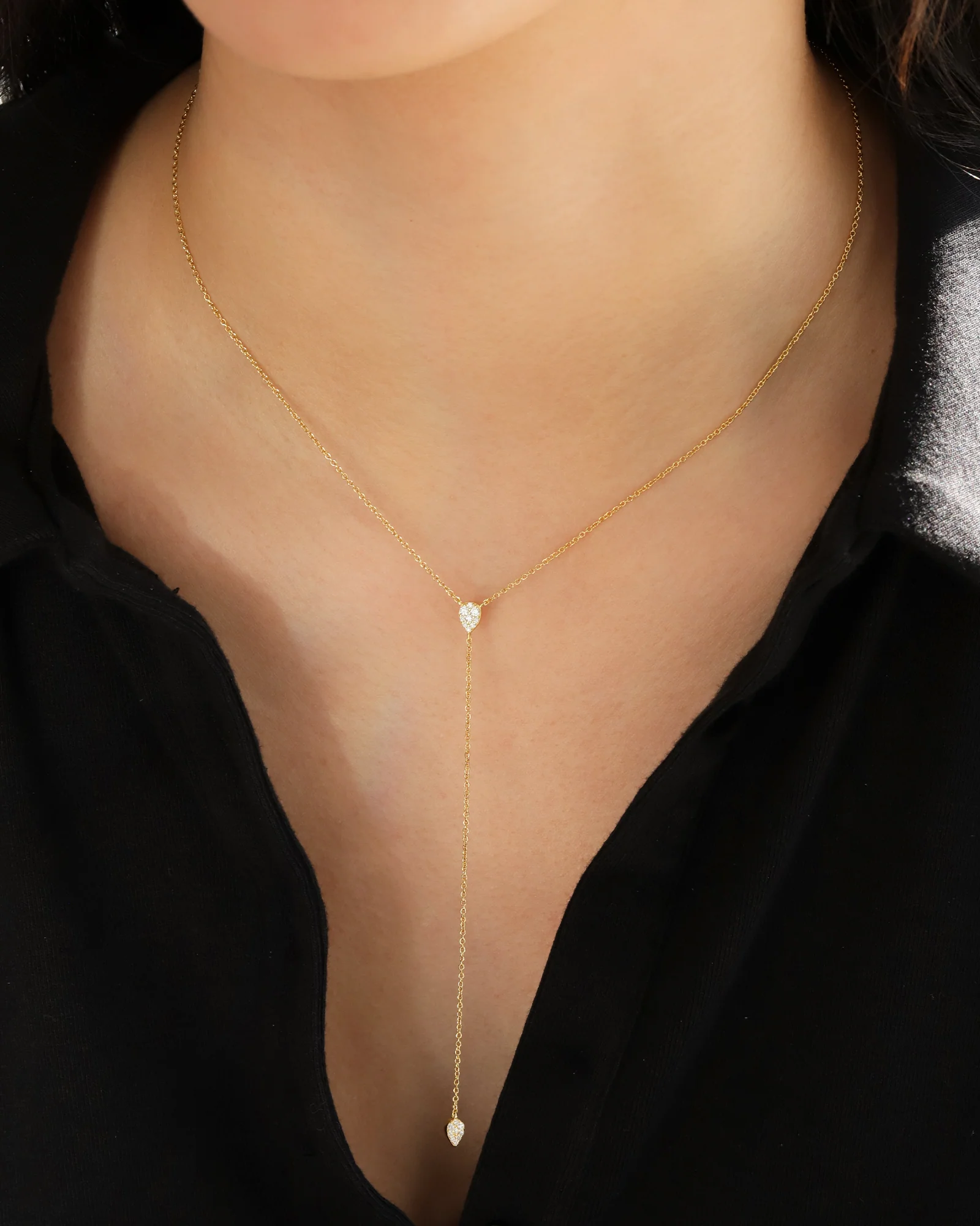 Teardrop Pavé Y Necklace - Image 2