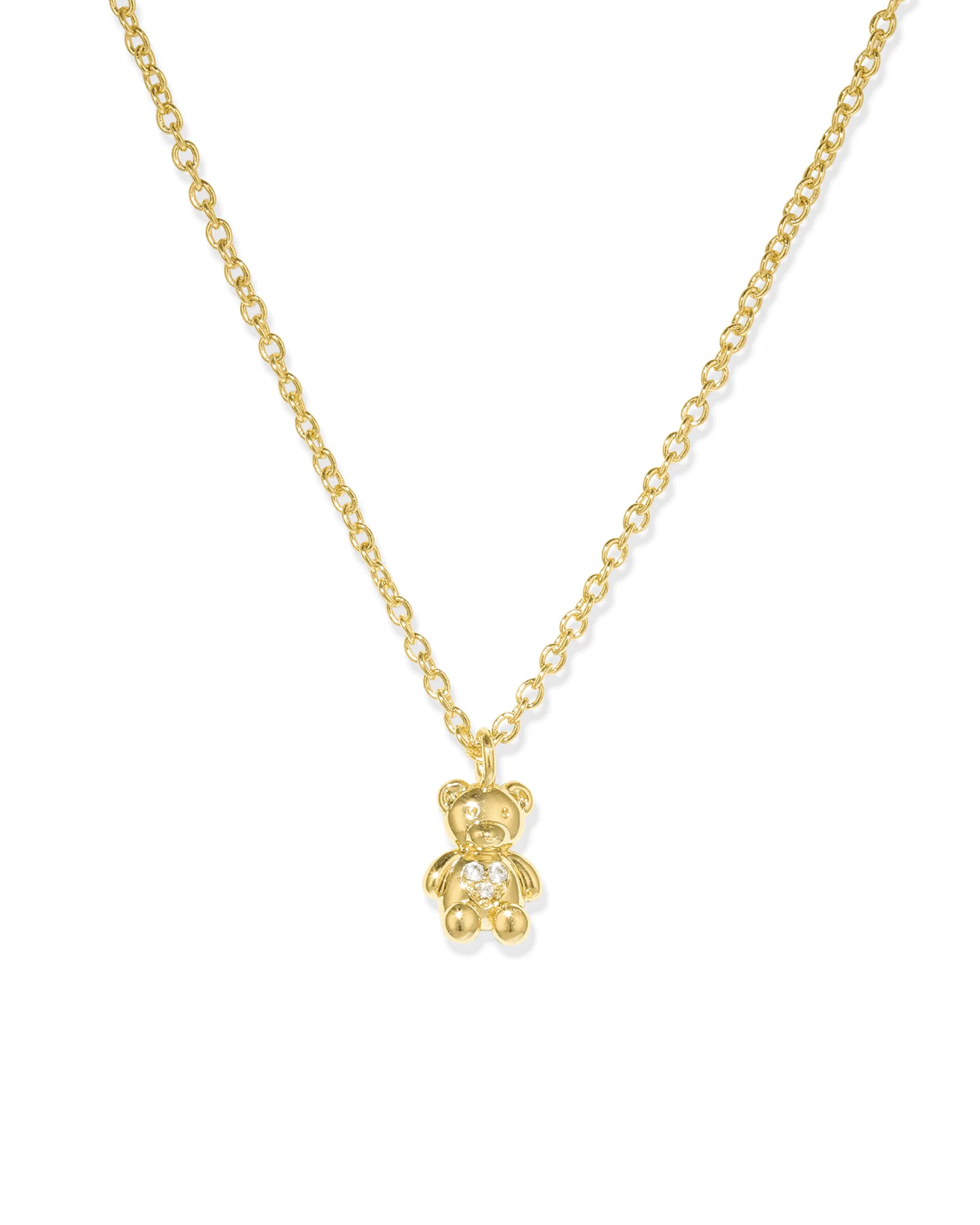 Teddy Bear CZ Heart Necklace