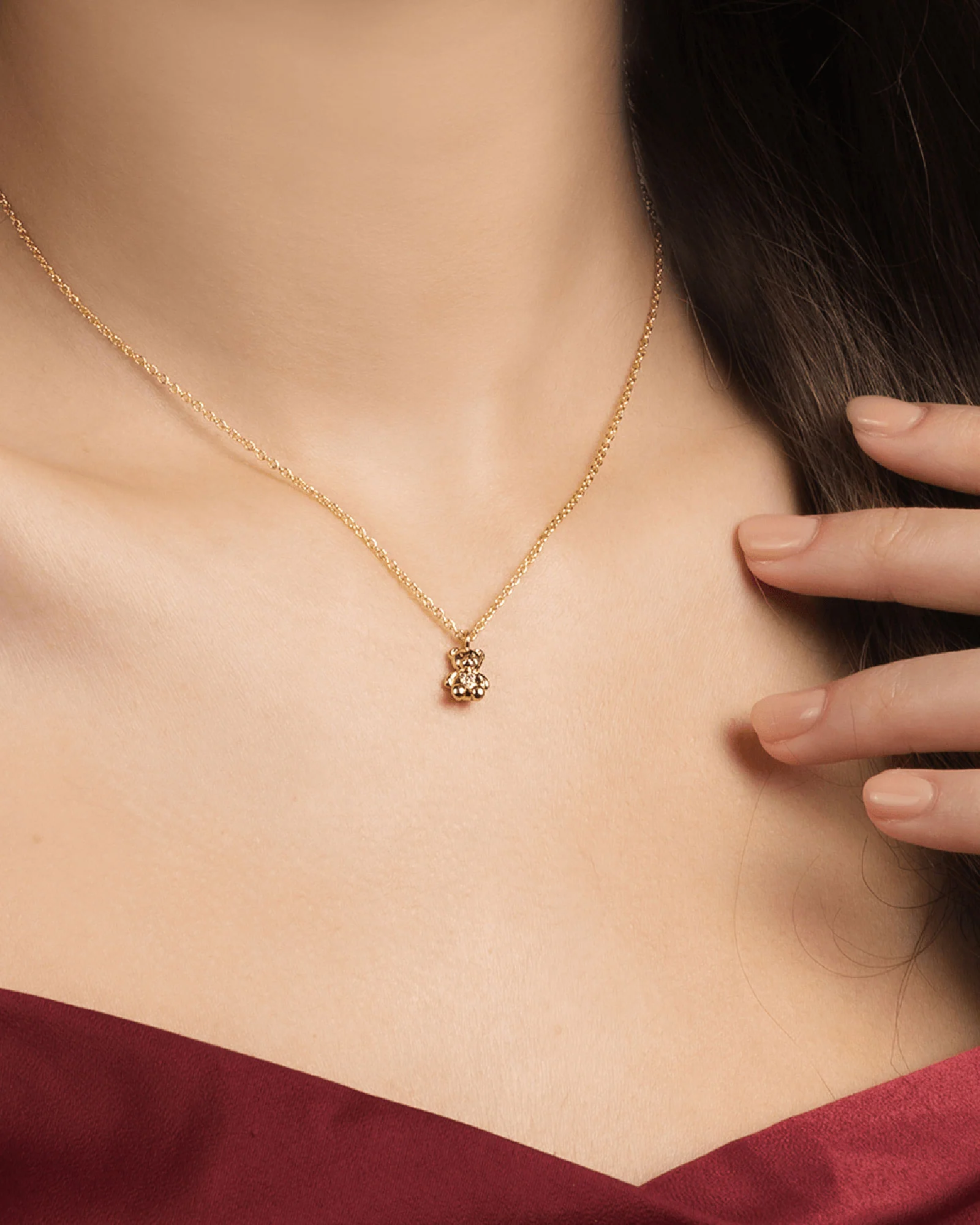 Teddy Bear CZ Heart Necklace - Image 2