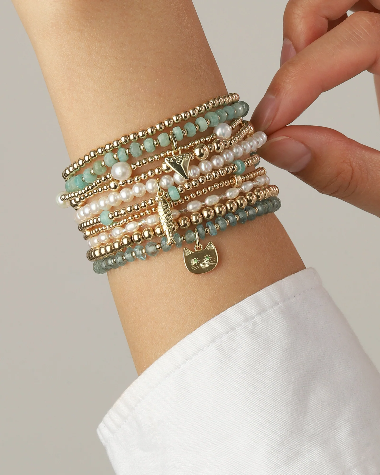 Shark Tooth Charm Beaded Bracelet - Image 2