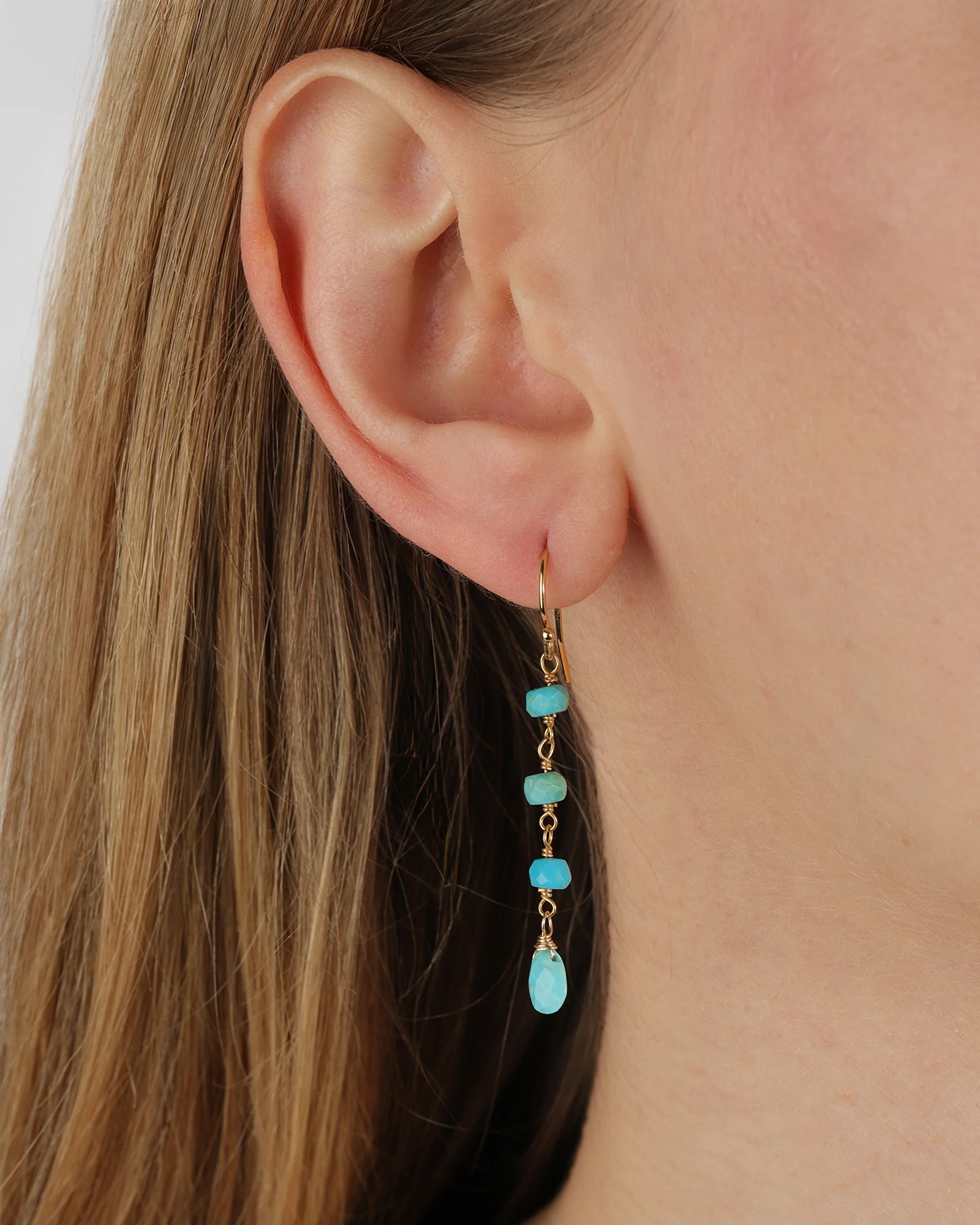 Turquoise Wire Wrap Drop Hooks - Image 2