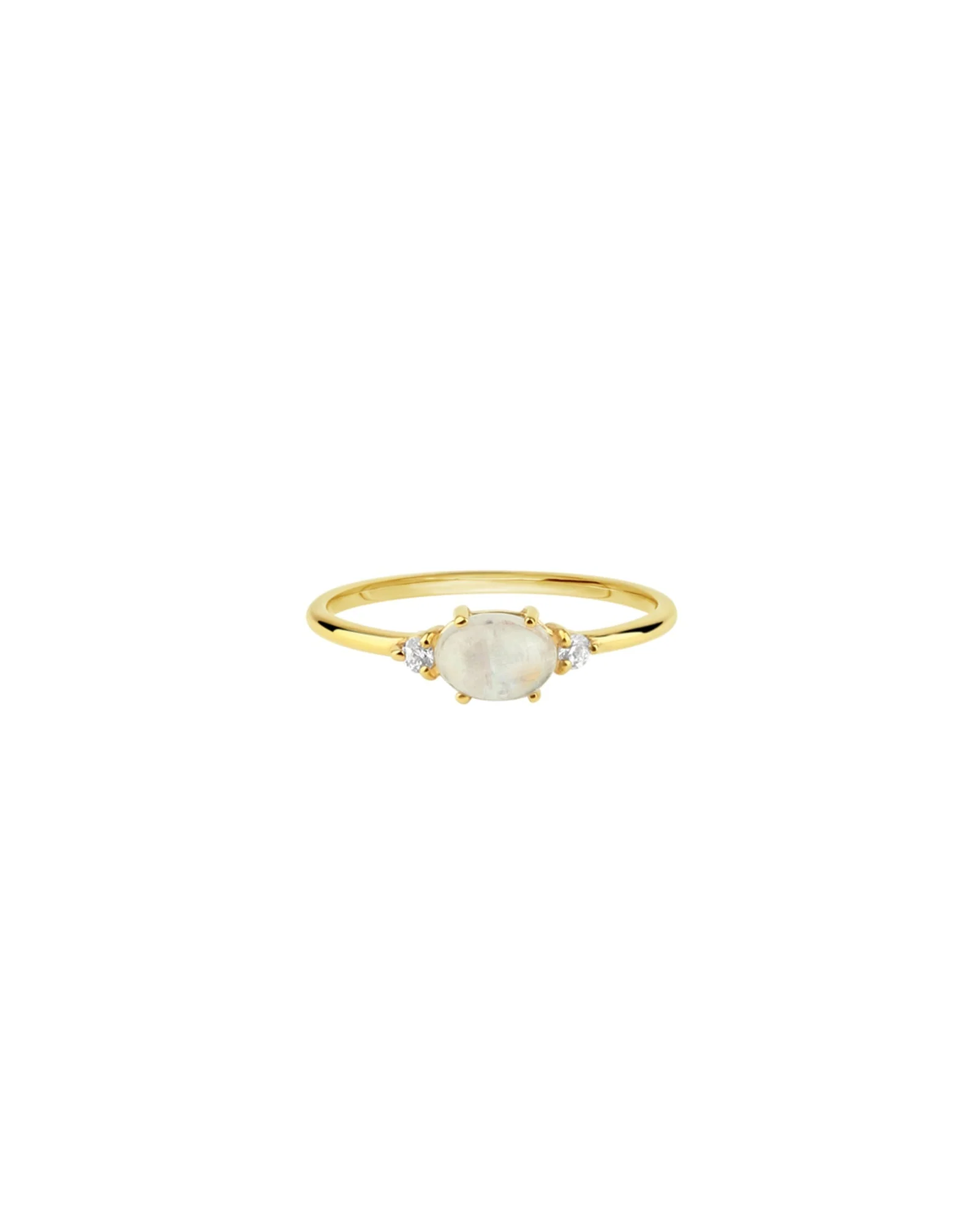 Oval Stone + CZ Ring