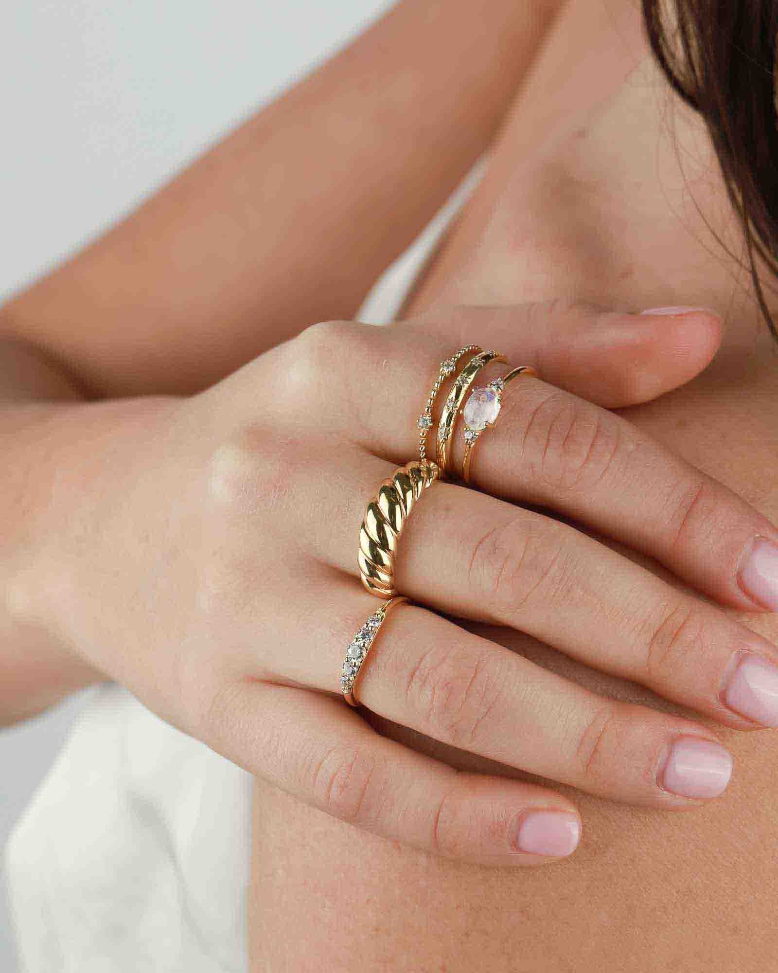 Oval Stone + CZ Ring - Image 2