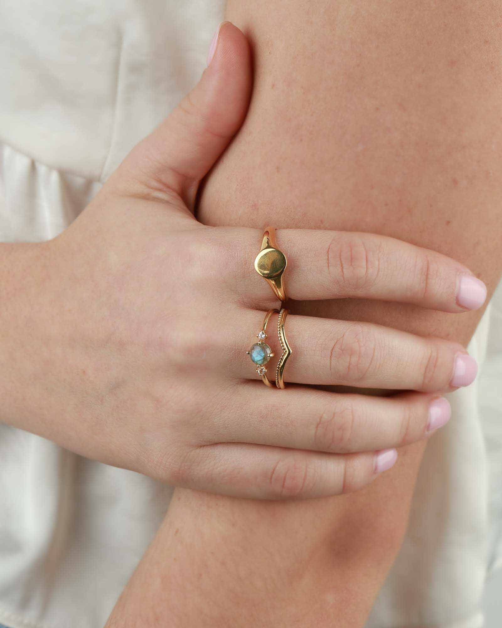 Round Stone + CZ Ring - Image 3