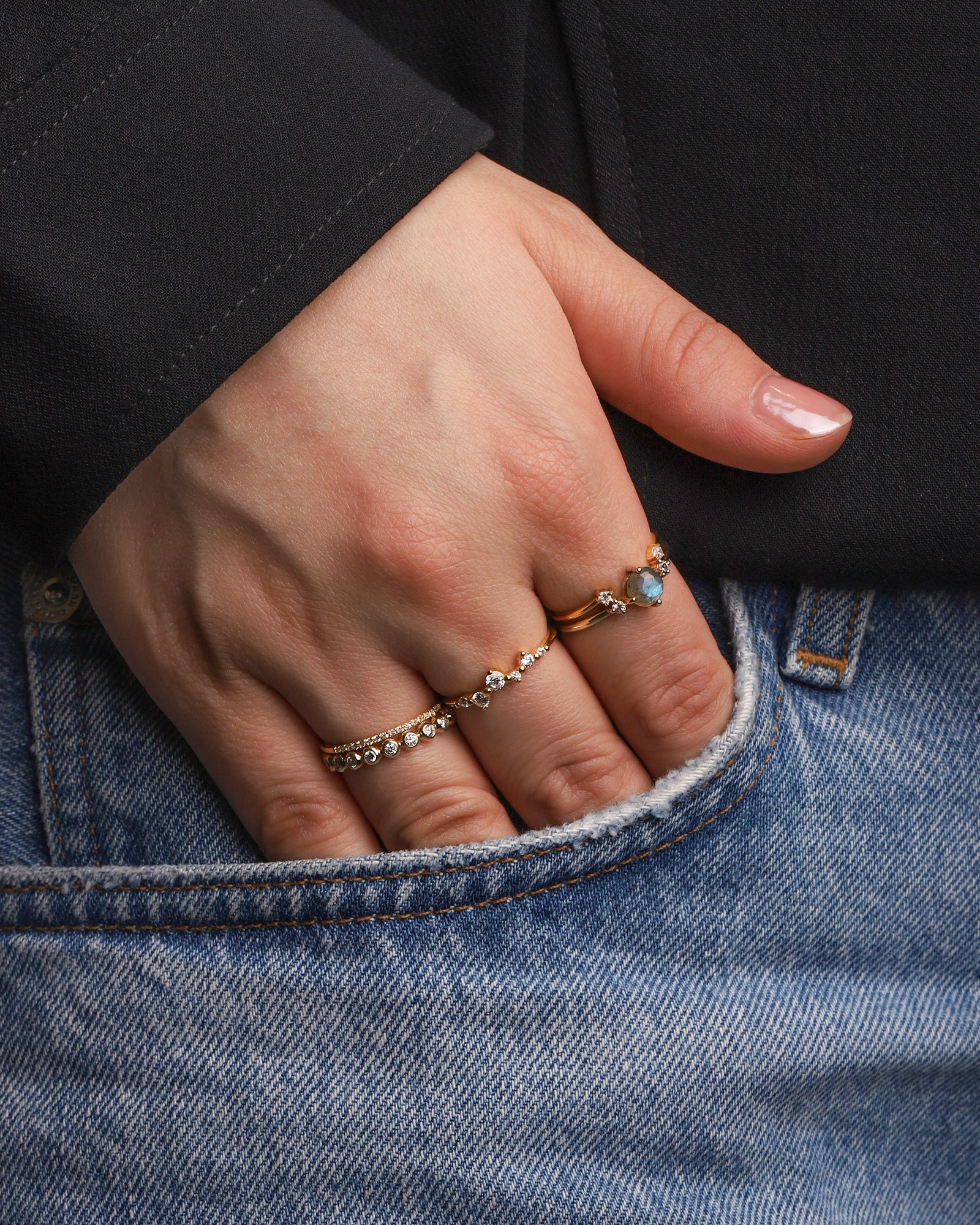 Thin Band Pavé Ring - Image 2