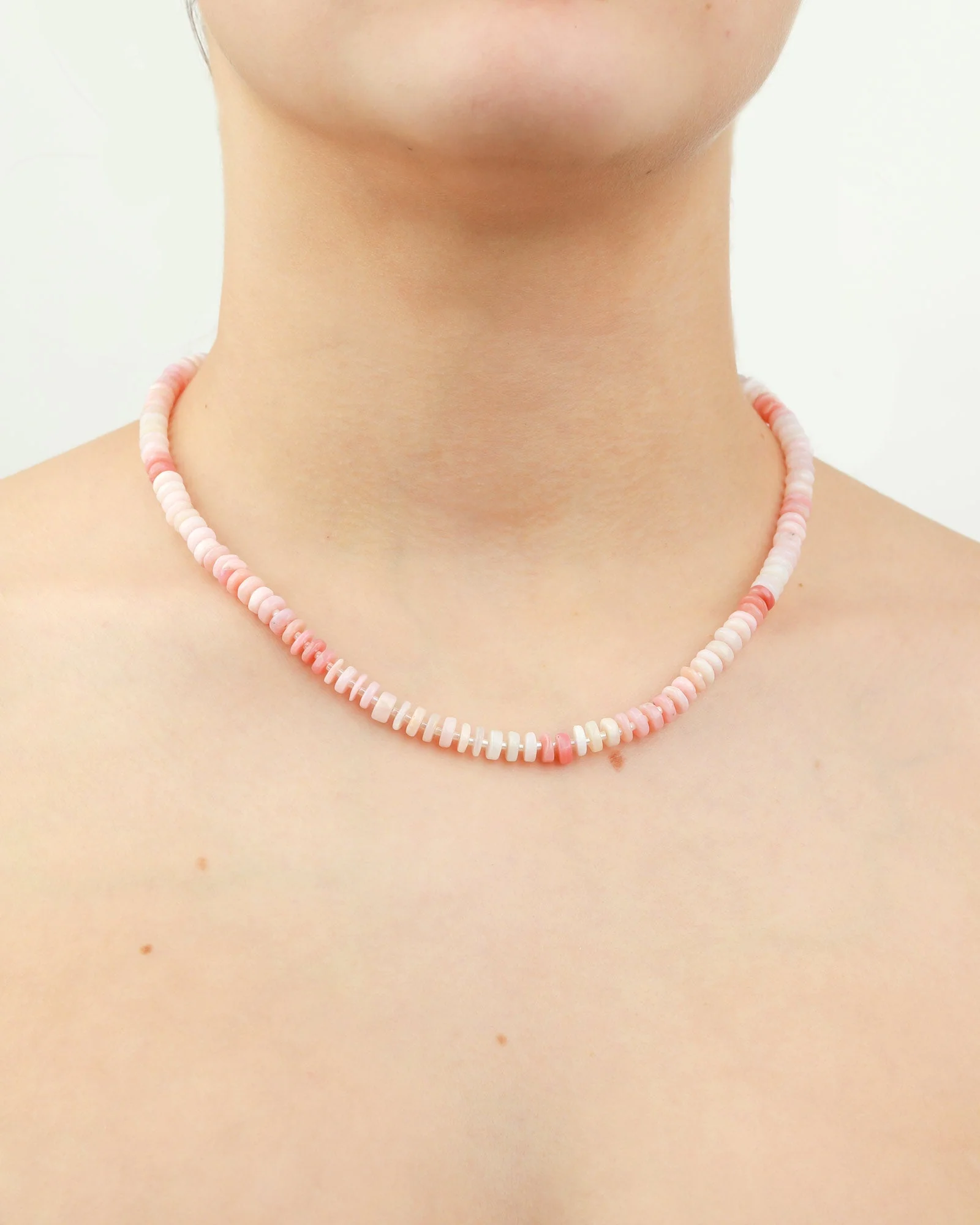 Pink Opal Heishi Stone Necklace - Image 4