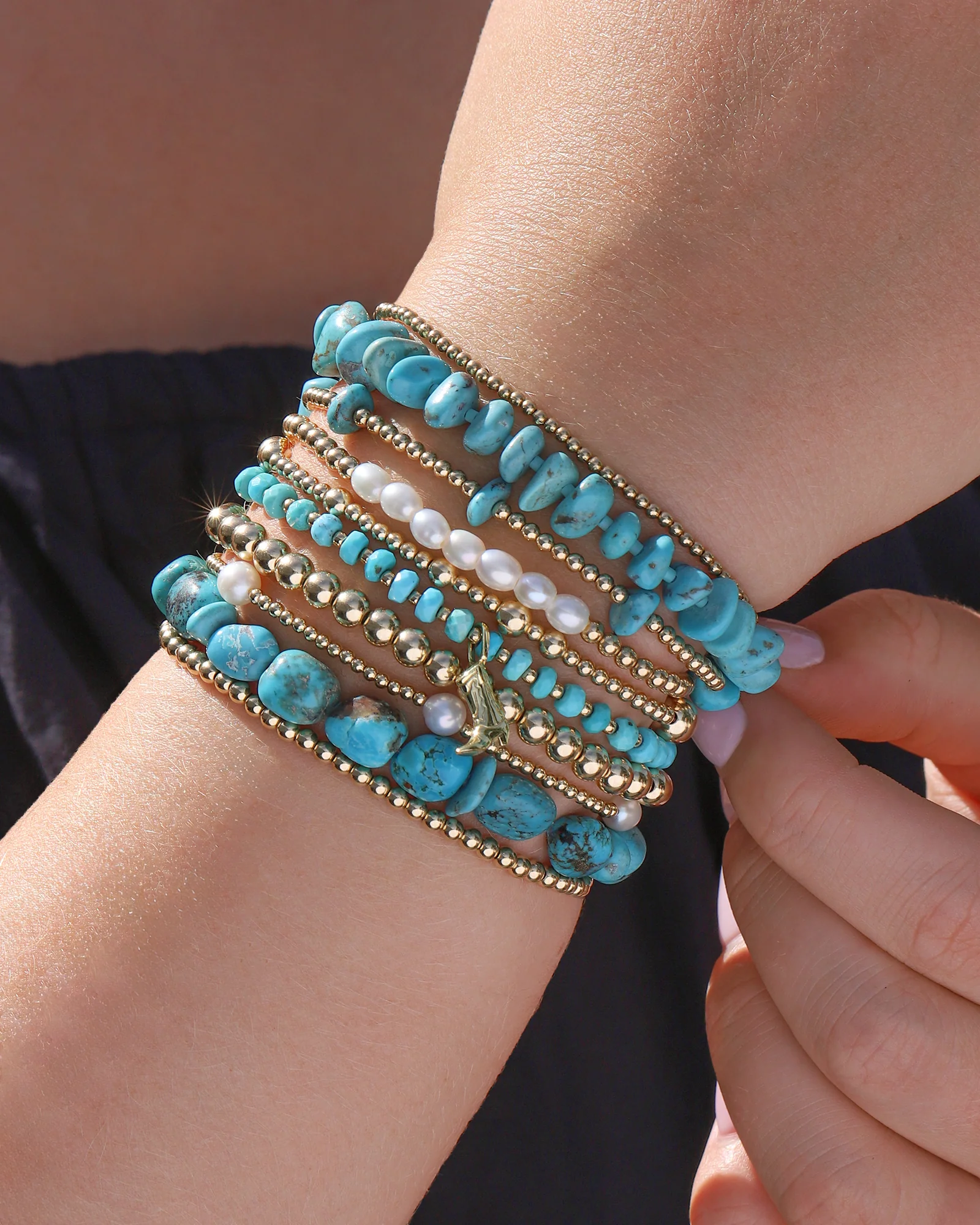 Chunky Turquoise Stone Bracelet - Image 2