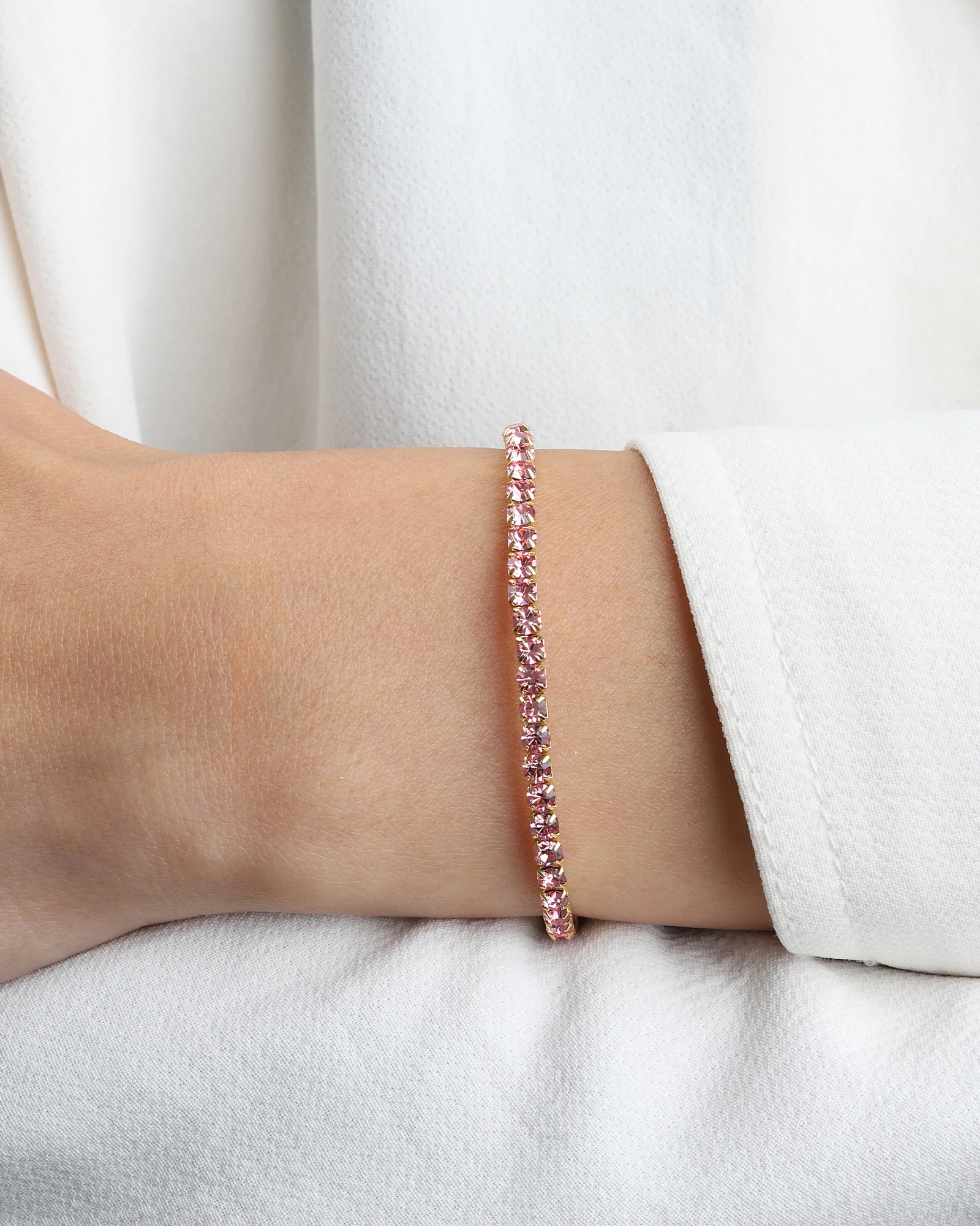 1 Row 3mm Crystal Stretch Bracelet - Image 2
