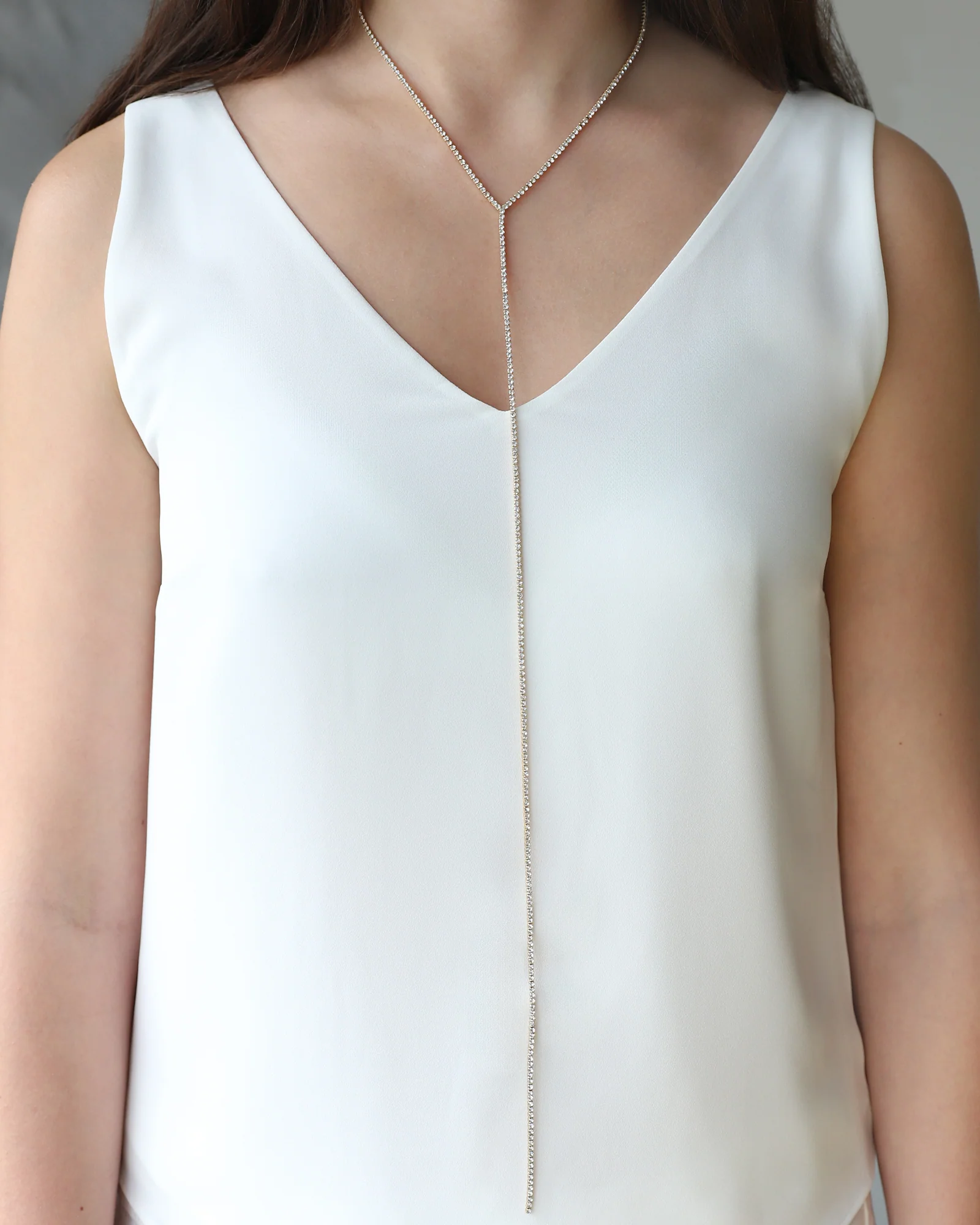 1 Row Long Crystal Lariat - Image 2