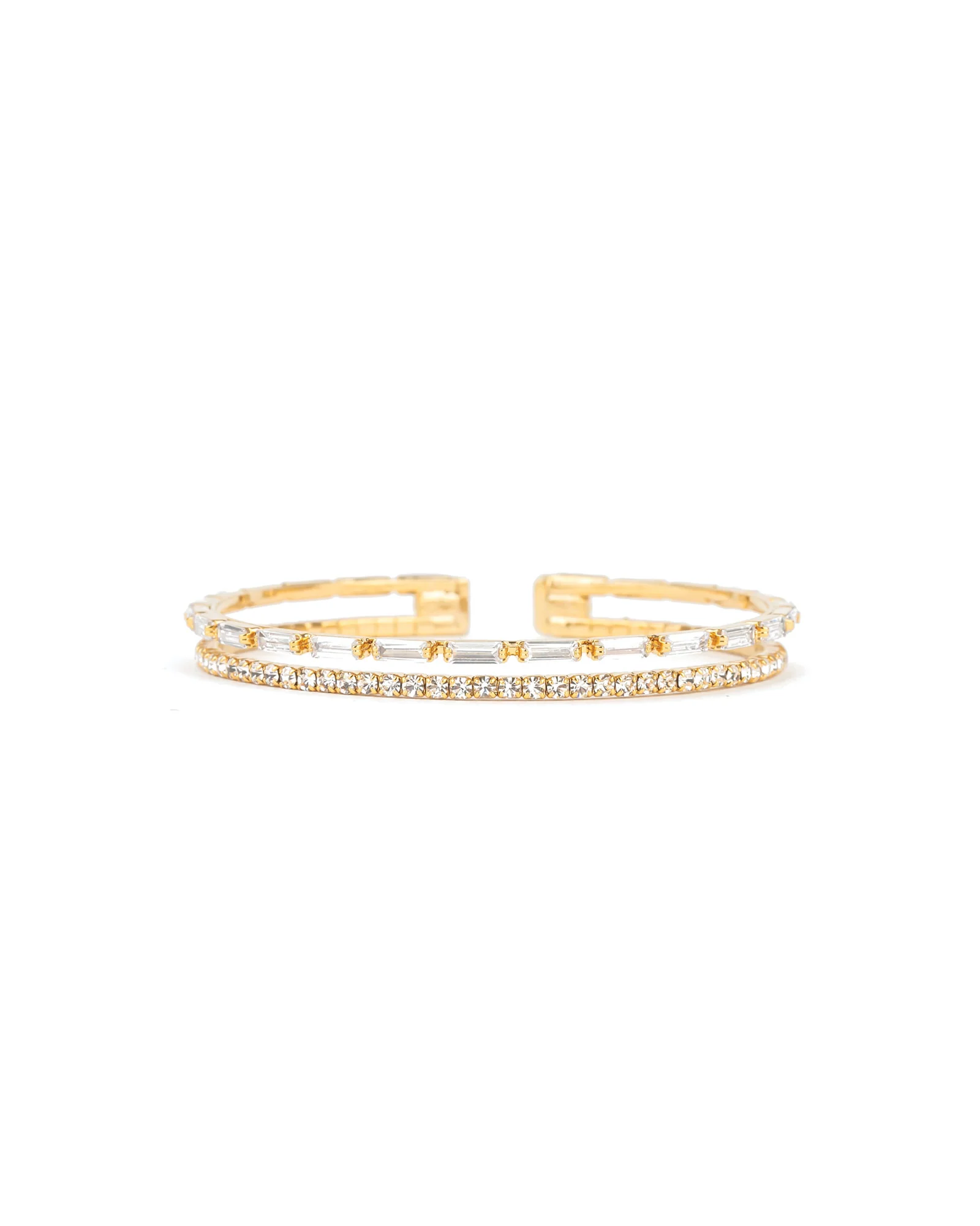 2 Row Crystal & CZ Baguette Cuff