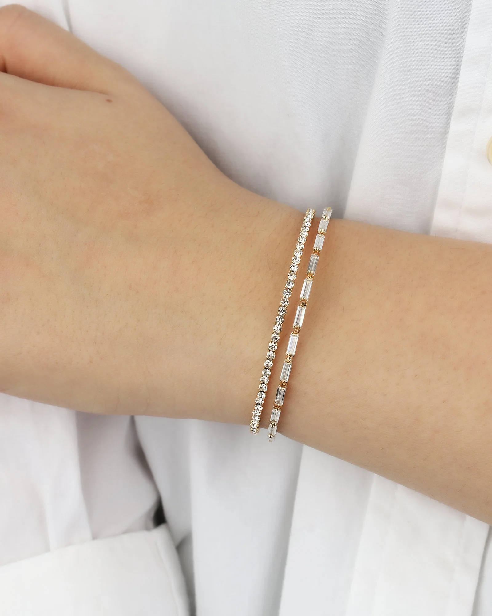 2 Row Crystal & CZ Baguette Cuff - Image 2