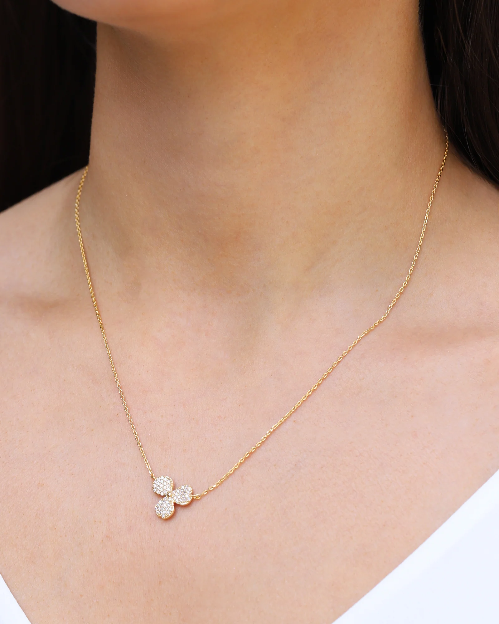 3 Petal Pavé Necklace - Image 2
