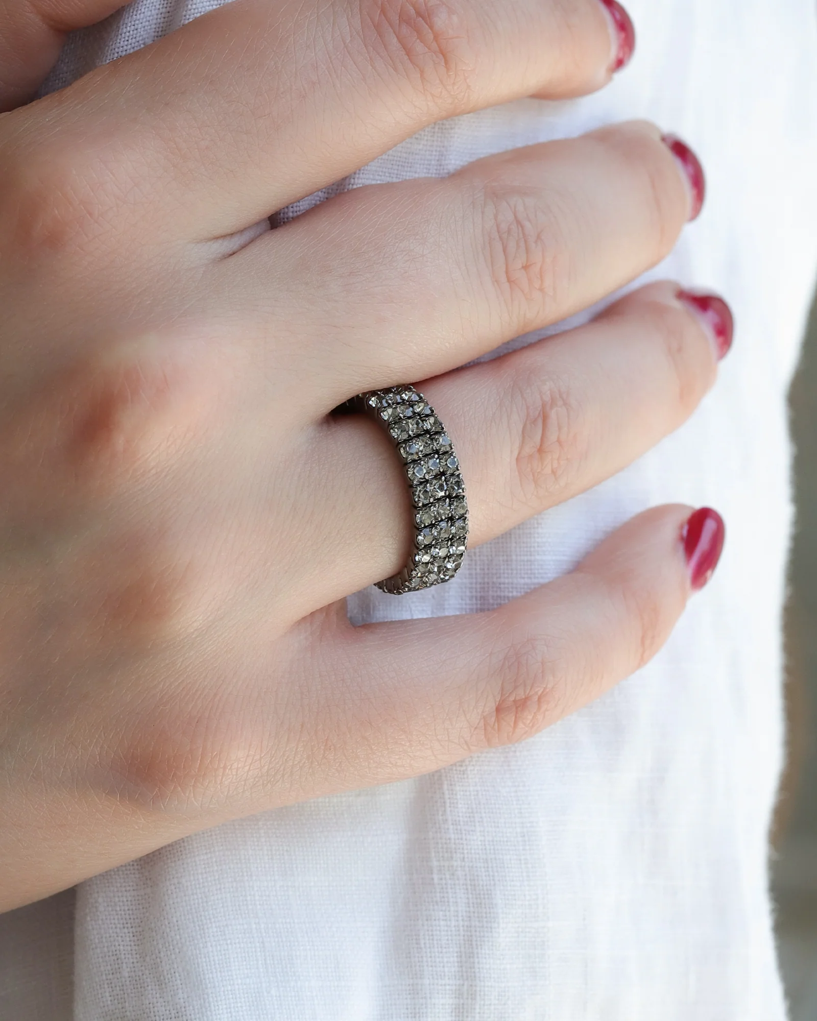 3 Row Coil Crystal Ring - Image 2